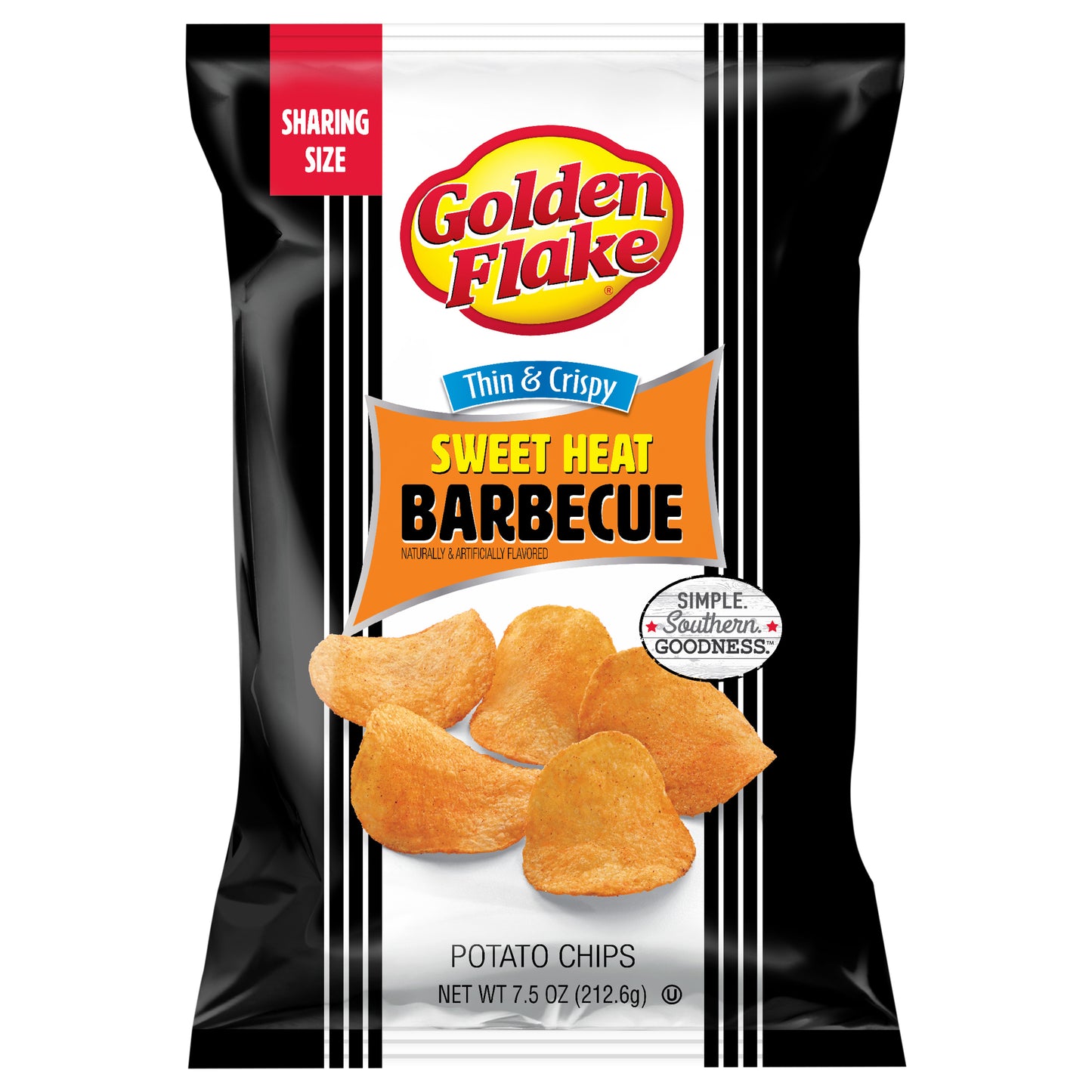 Golden Flake Thin & Crispy Sweet Heat Barbecue Potato Chips 7.5 oz