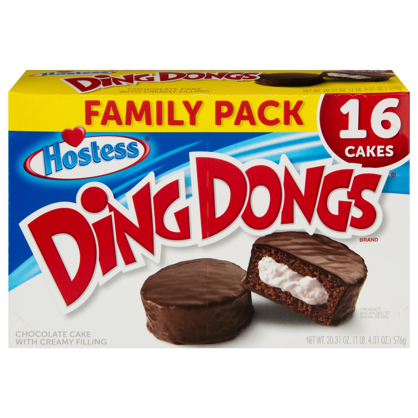Hostess Ding Dongs Chocolate Cake with Creamy Filling Family Pack 16 ea