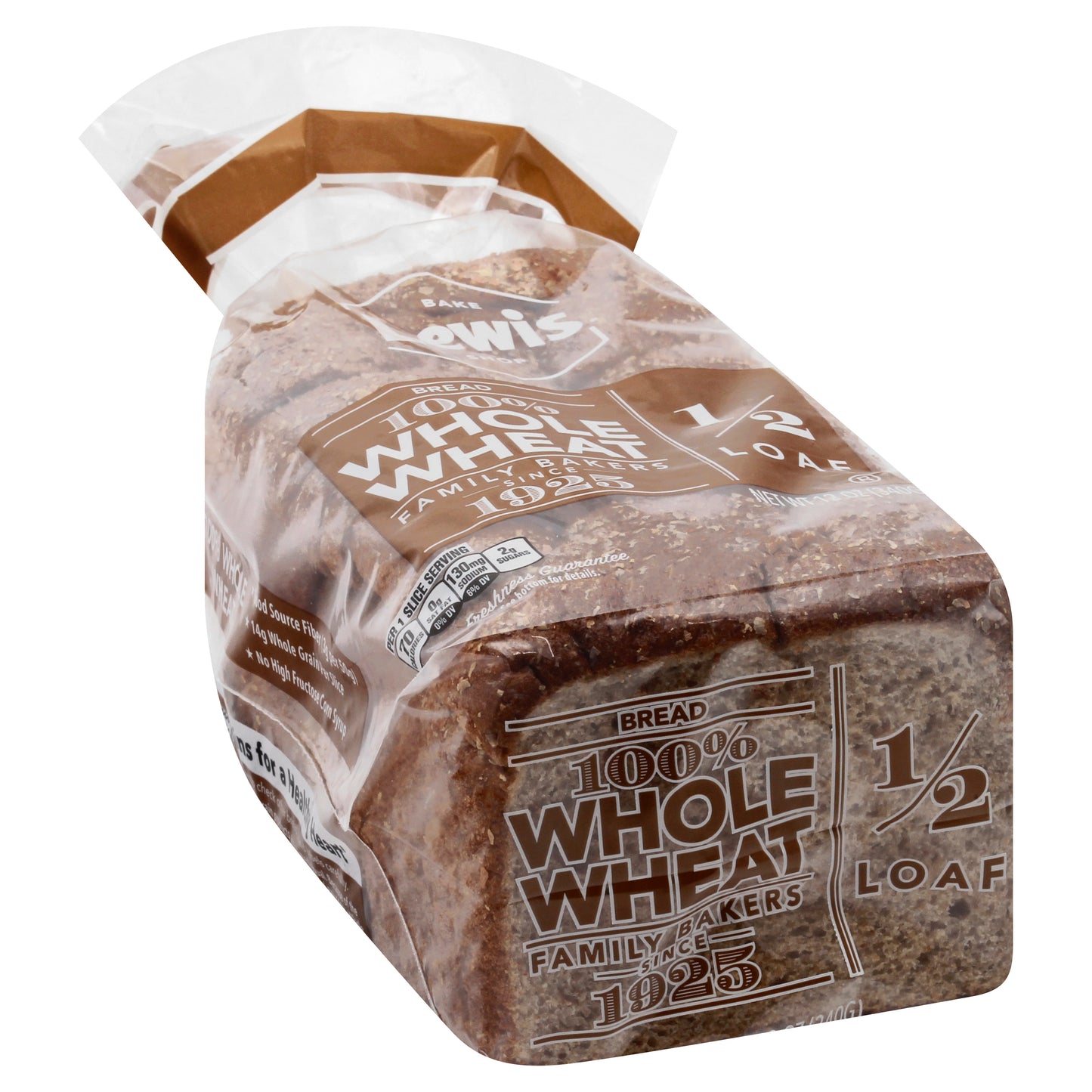 Lewis 1/2 Loaf 100% Whole Wheat Bread 12 oz
