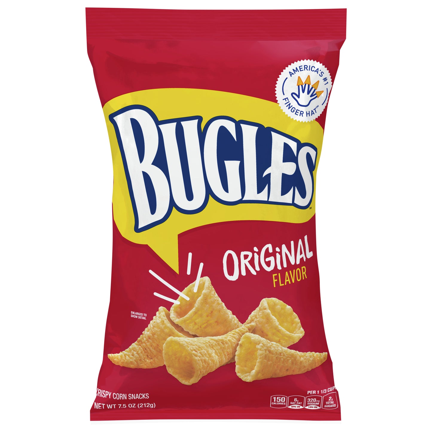 Bugles Crispy Corn Snacks, Original Flavor, Snack Bag, 7.5 oz