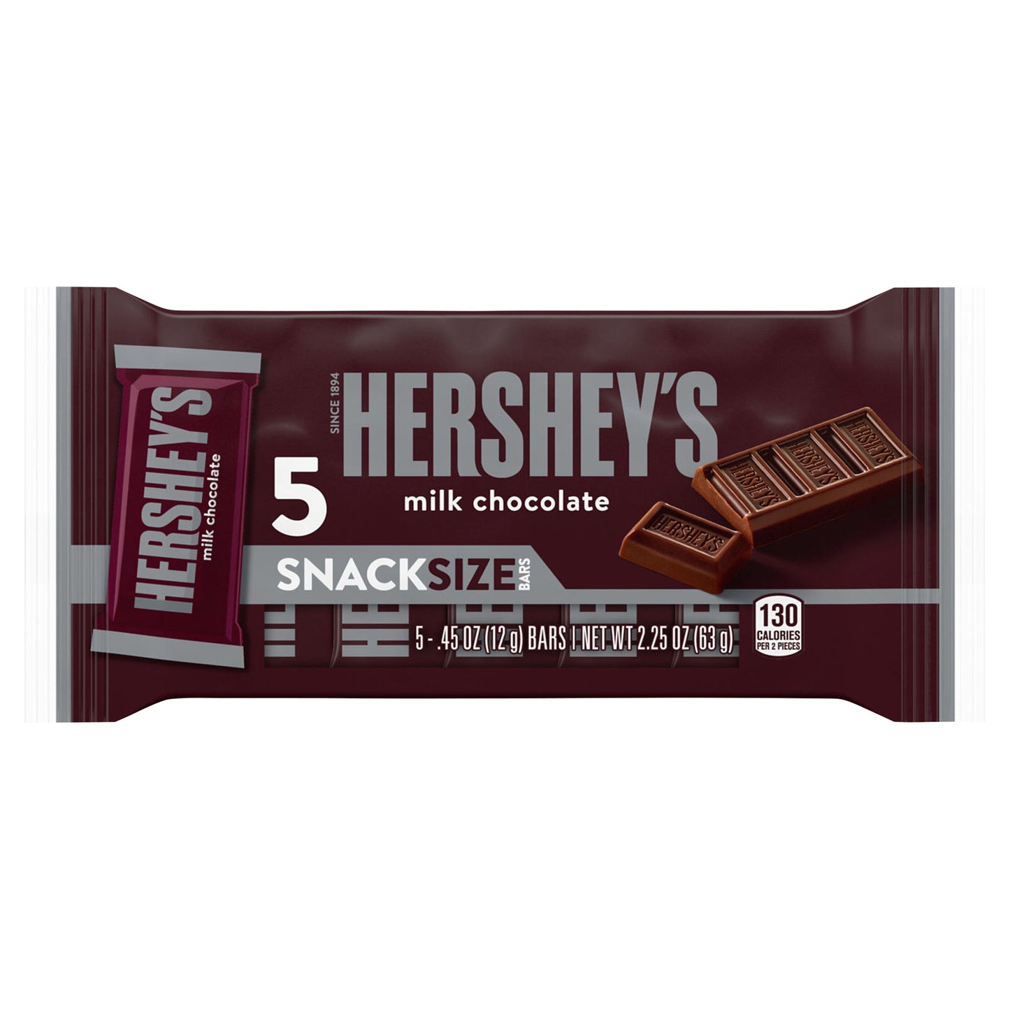 HERSHEY'S Milk Chocolate Snack Size, Candy Bars, 0.45 oz (5 Count)