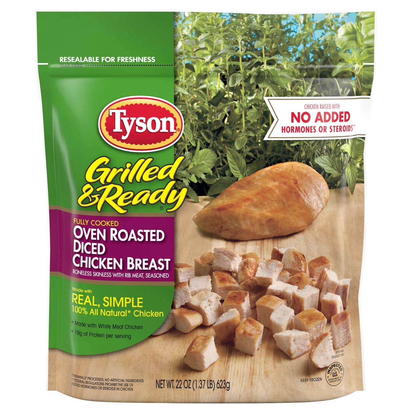 Tyson Grilled & Ready Fully Cooked Oven Roasted Diced Chicken Breast, 22 oz. (Frozen)