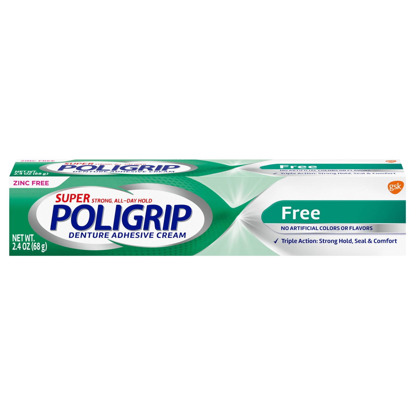 Super Poligrip Free, Zinc Free, Additive Free Denture Adhesive Cream - 2.4 Ounces