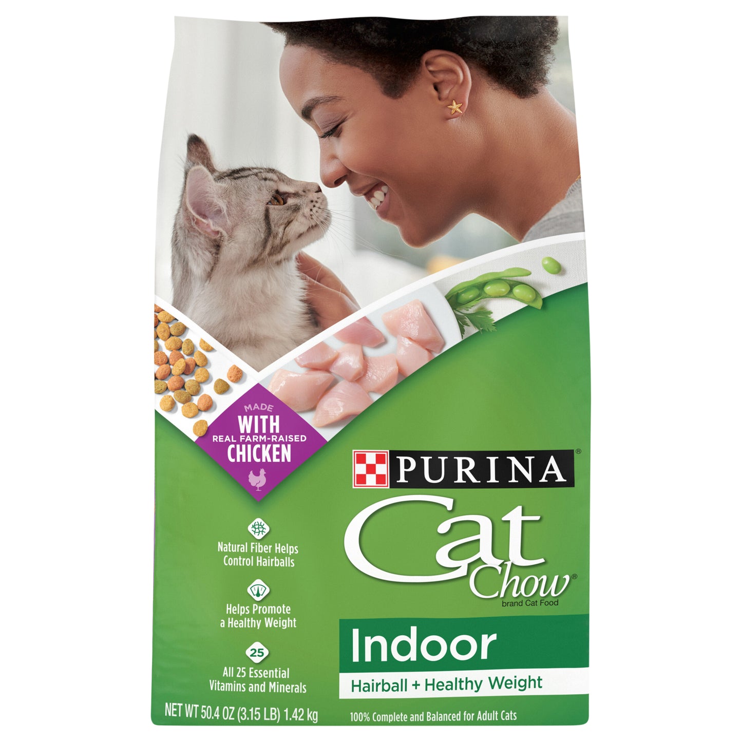 Purina Cat Chow Indoor Dry Cat Food, Hairball + Healthy Weight - 3.15 lb. Bag