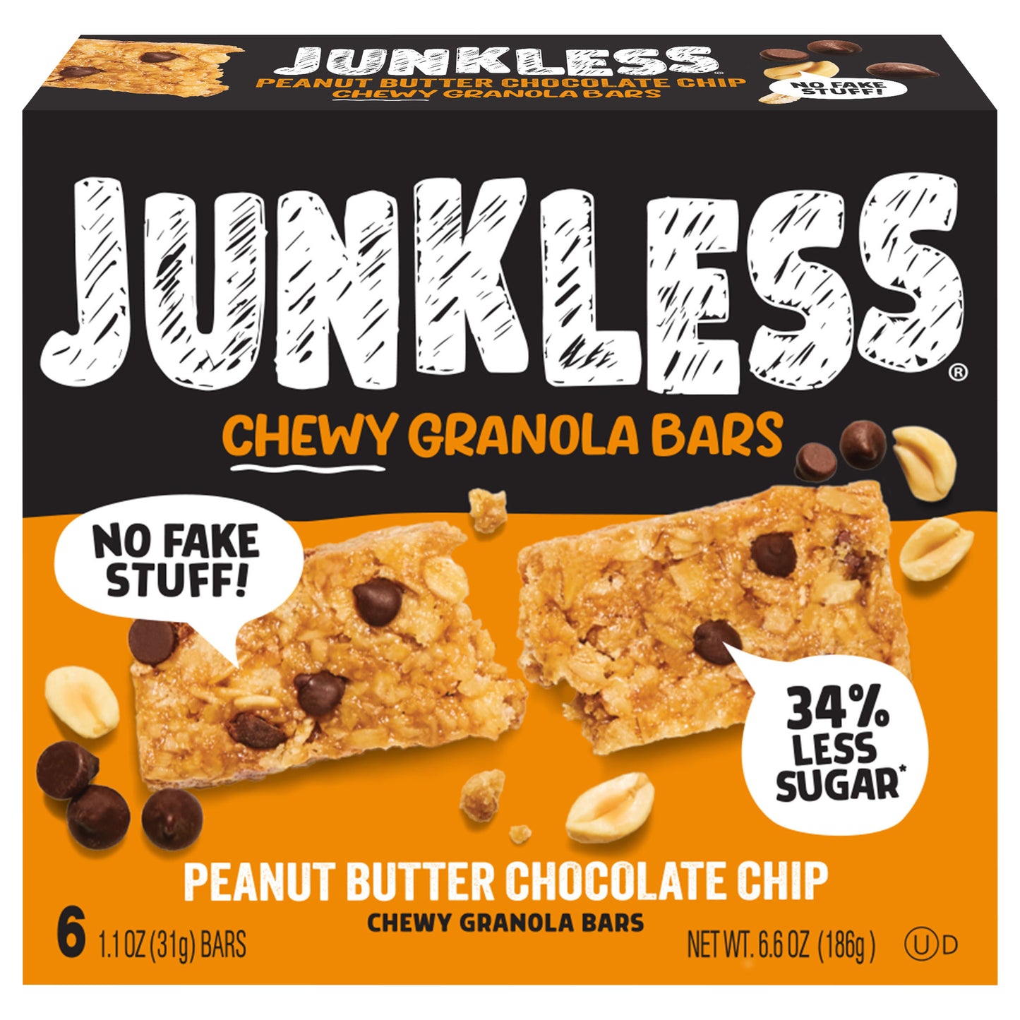 Junkless Peanut Butter Chocolate Chip Chewy Granola Bars