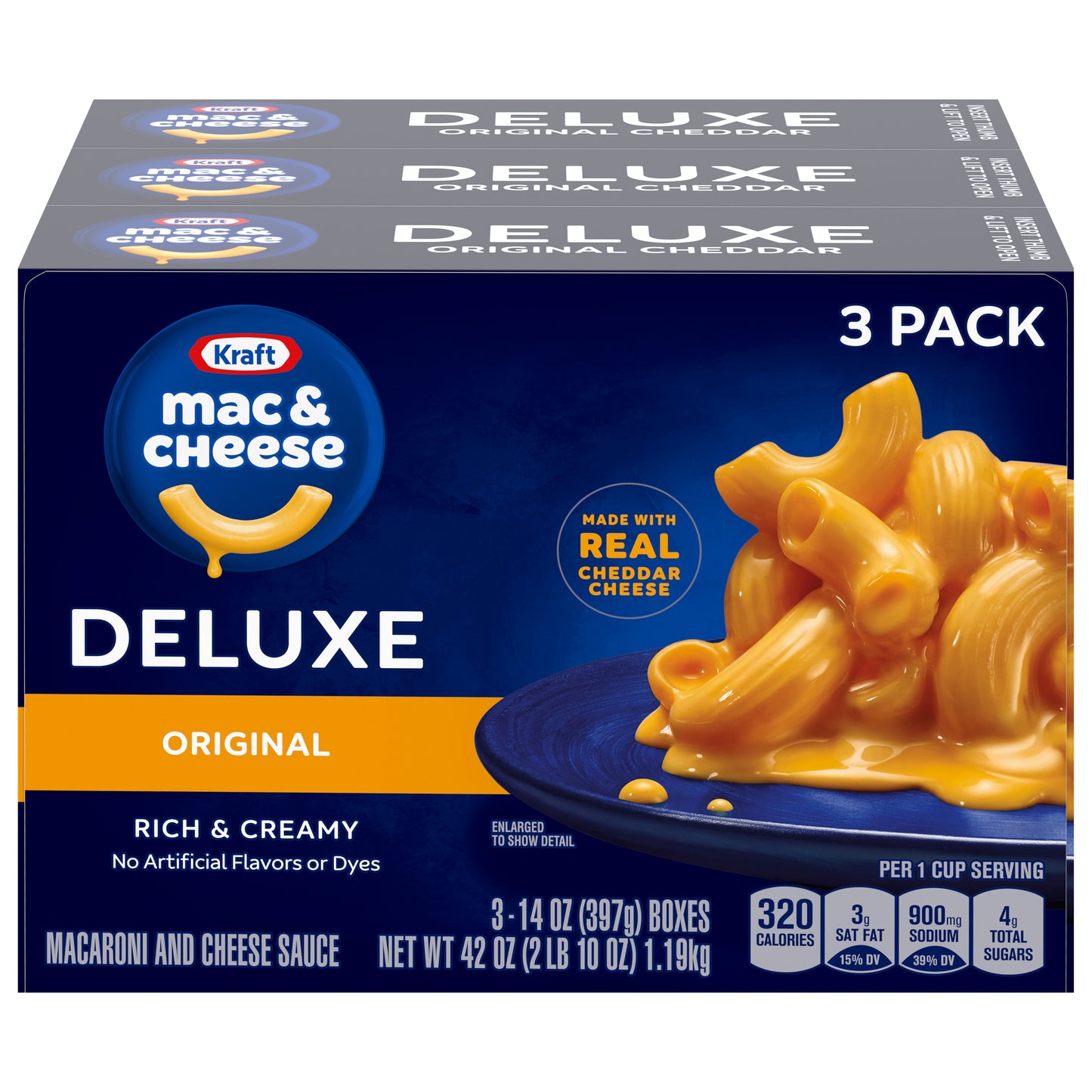 Kraft Deluxe Original Macaroni and Cheese Sauce 3 - 14 oz Box