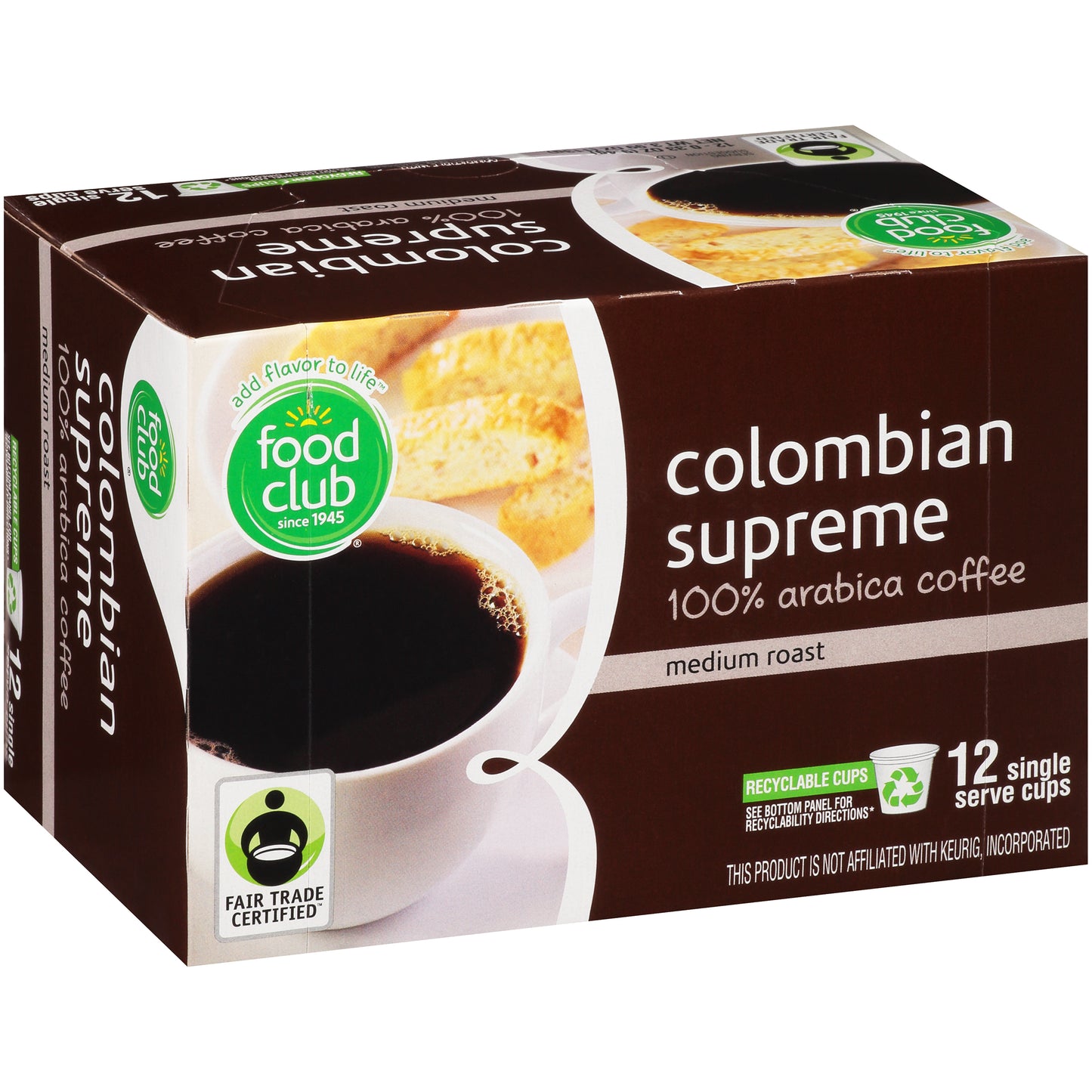 Medium Roast Colombian Supreme 100% Arabica Coffee Single Serve Cups