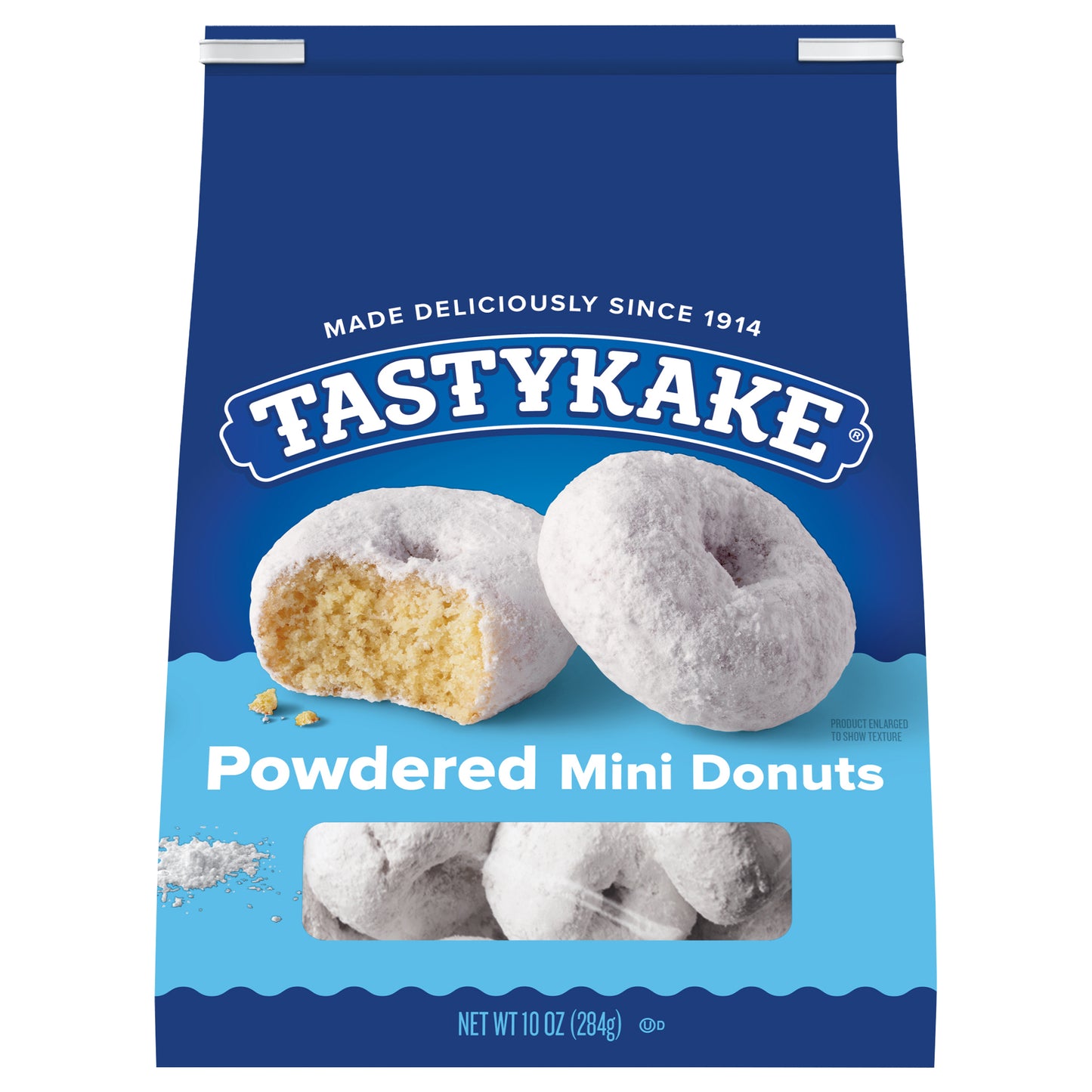 Tastykake Powdered Sugar Mini Donuts, Shareable Powdered Donuts, 10 oz Bag