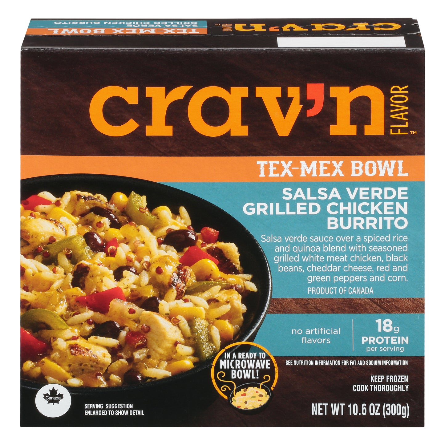 Crav'n Flavor Salsa Verde Grilled Chicken Burrito Tex-Mex Bowl 10.6 oz