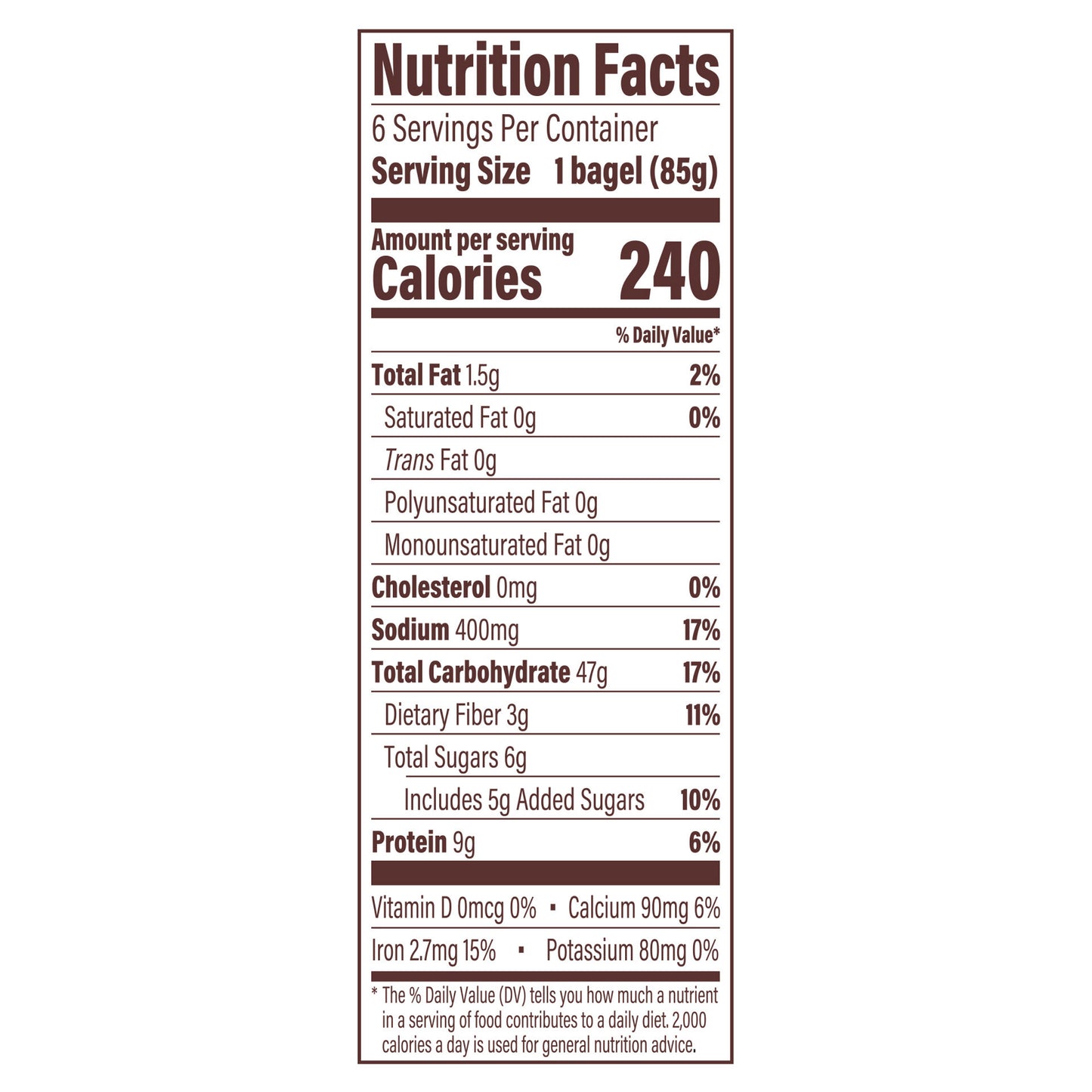 Thomas' Plain Bagels, 6 count, 18 oz