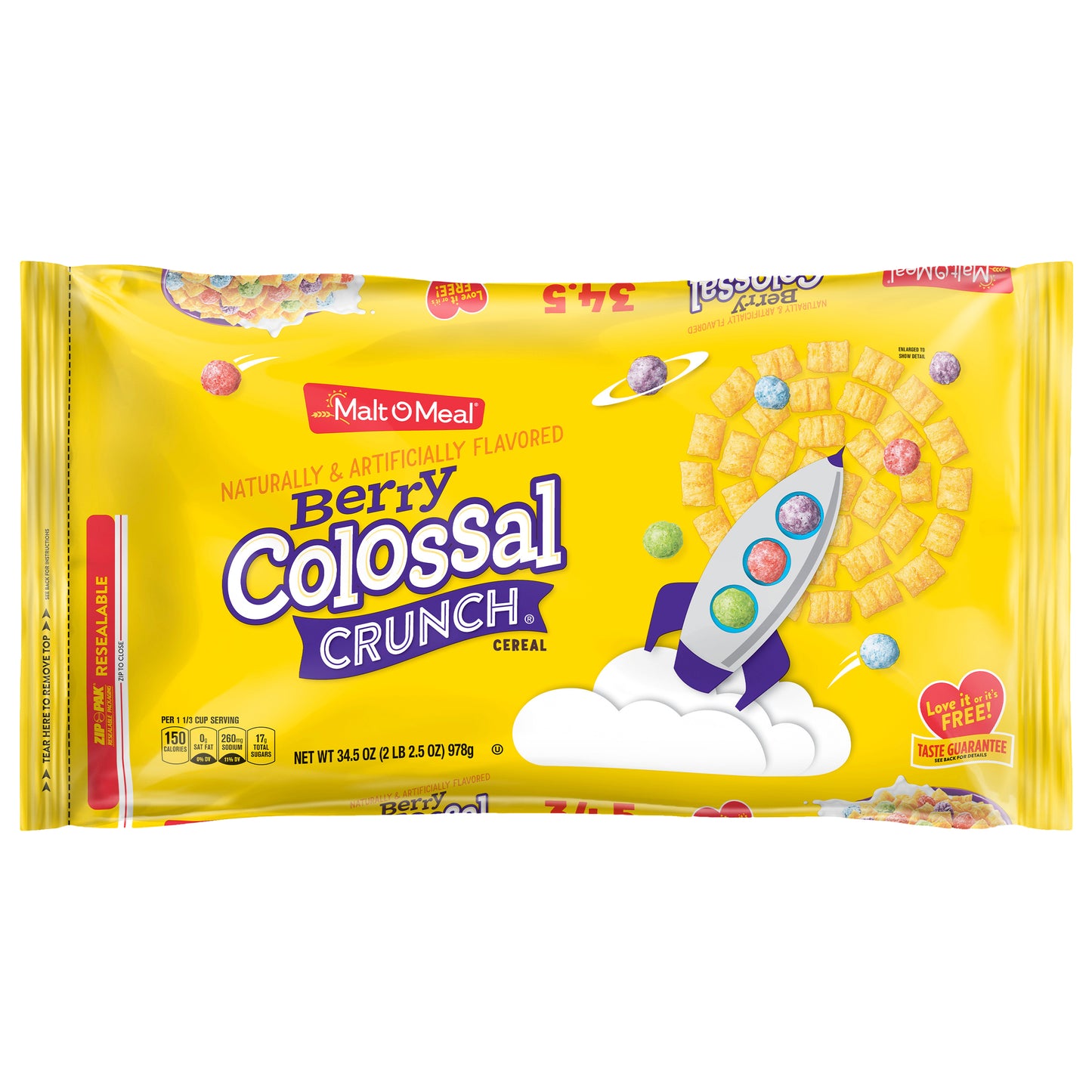Malt O Meal Super Size Berry Colossal Crunch Cereal 34.5 oz