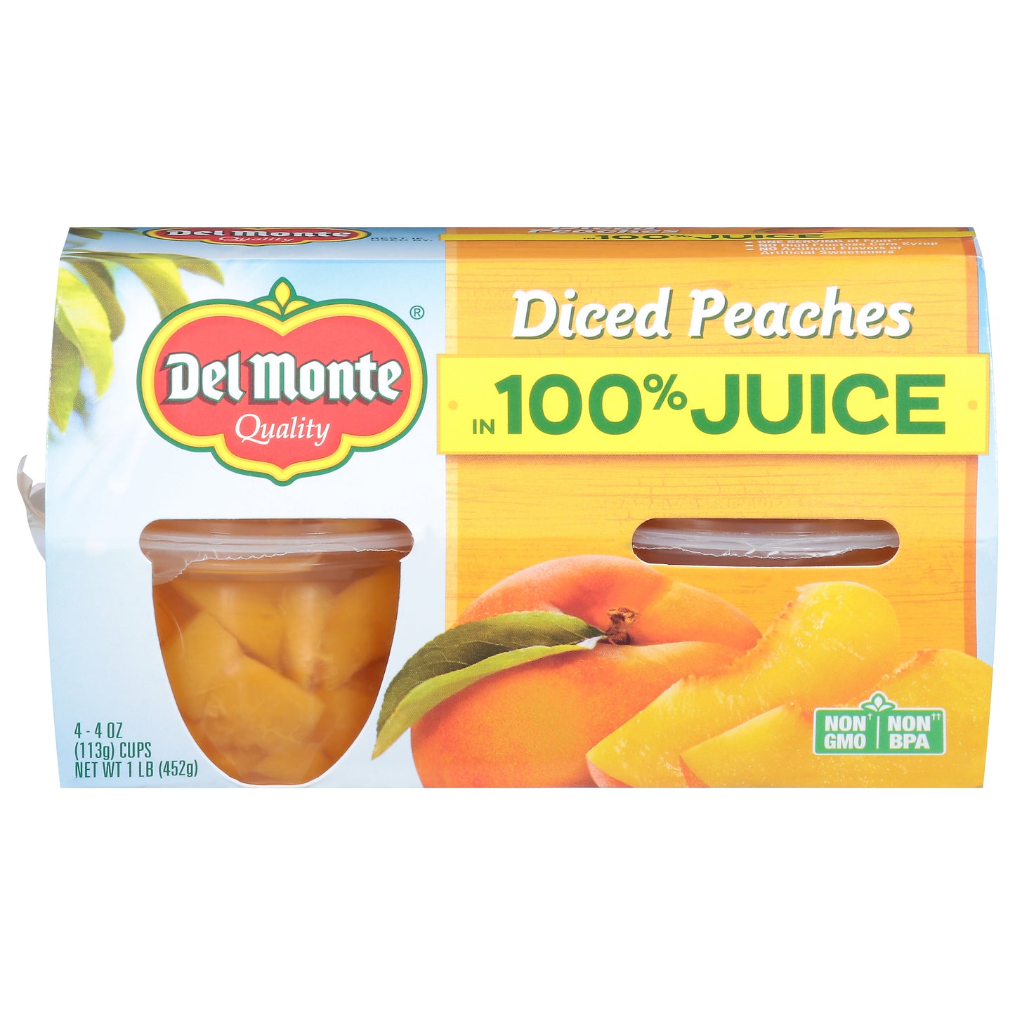 Del Monte Diced Peaches in 100% Juice 4 - 4 oz Cups