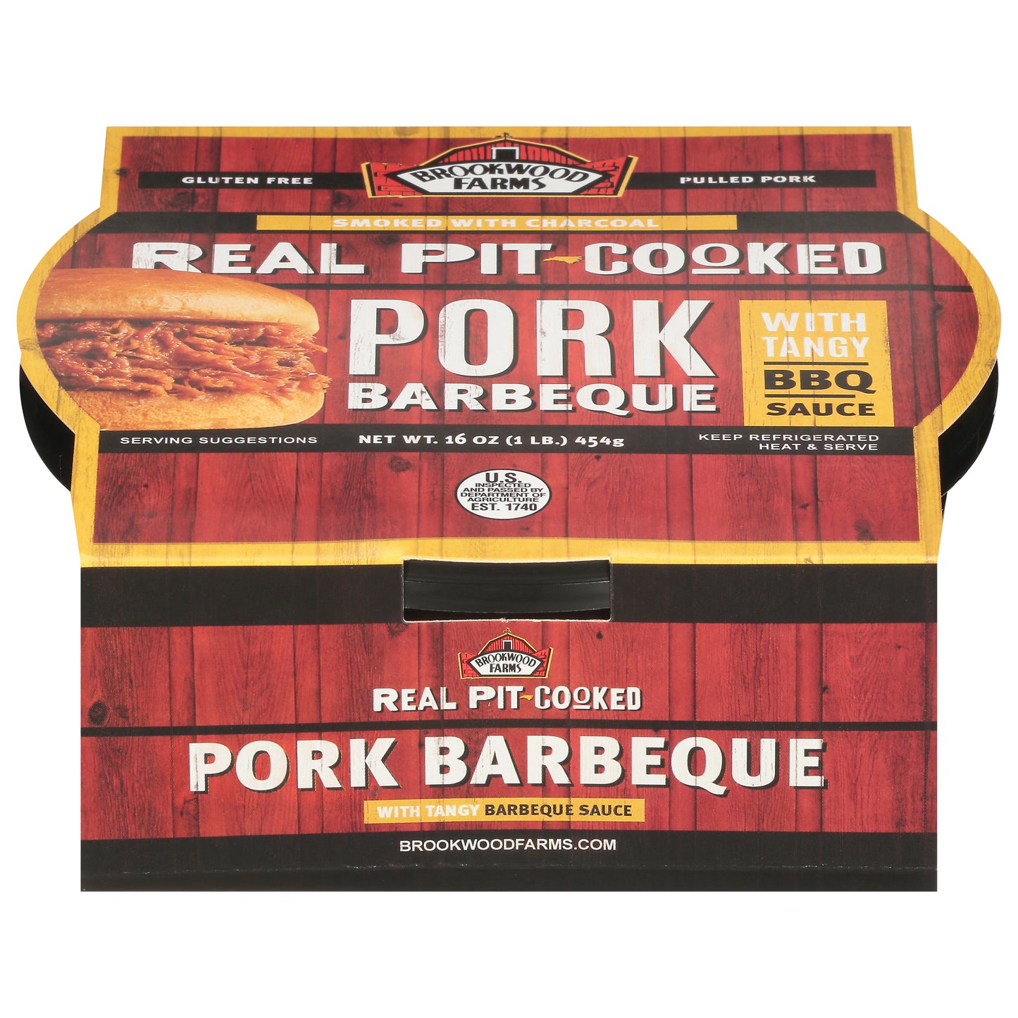 Brookwood Farms Real Pit-Cooked Pork Barbeque with Tangy BBQ Sauce 16 oz