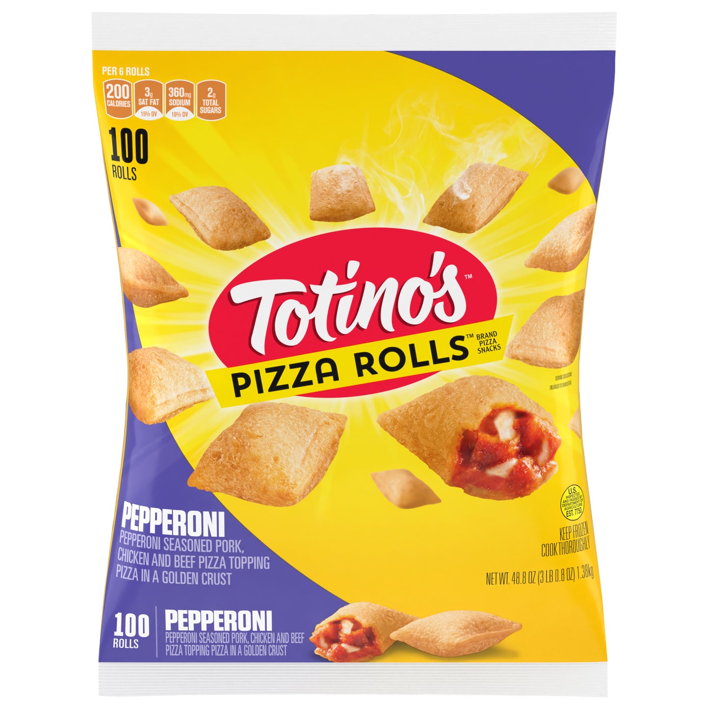 Totino's Pizza Rolls, Pepperoni Flavored, Frozen Snacks, 48.85 oz, 100 ct