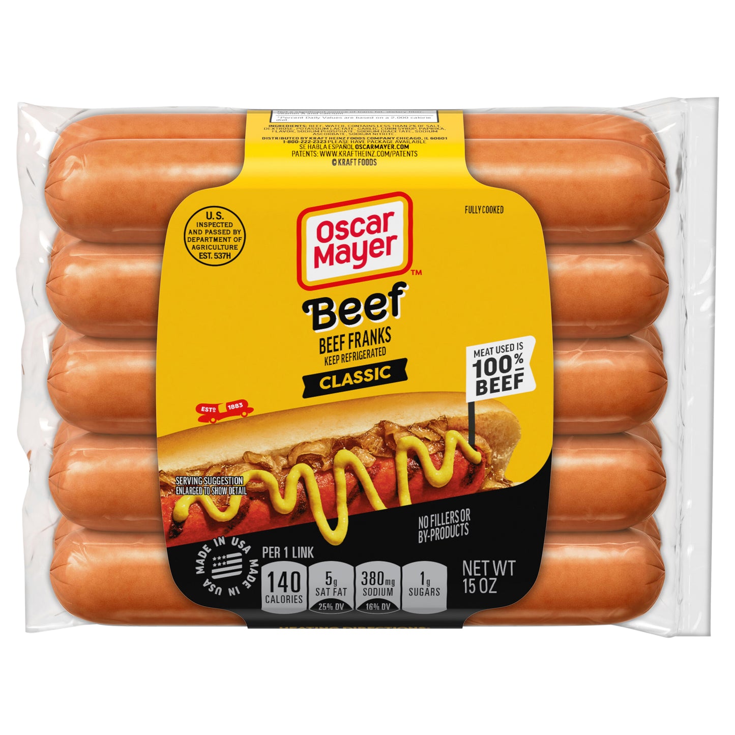 Oscar Mayer Classic Uncured Beef Franks Hot Dogs, 10 ct Pack