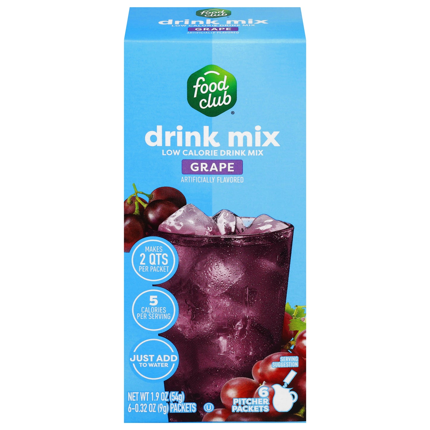 Food Club Low Calorie Grape Drink Mix 6 ea