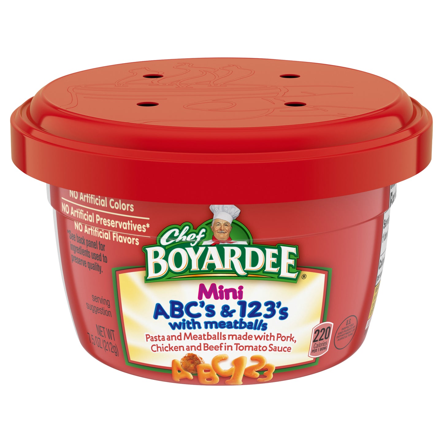 Chef Boyardee Mini-Bites ABC's & 123's Pasta with Meatballs, 7.5 Oz.