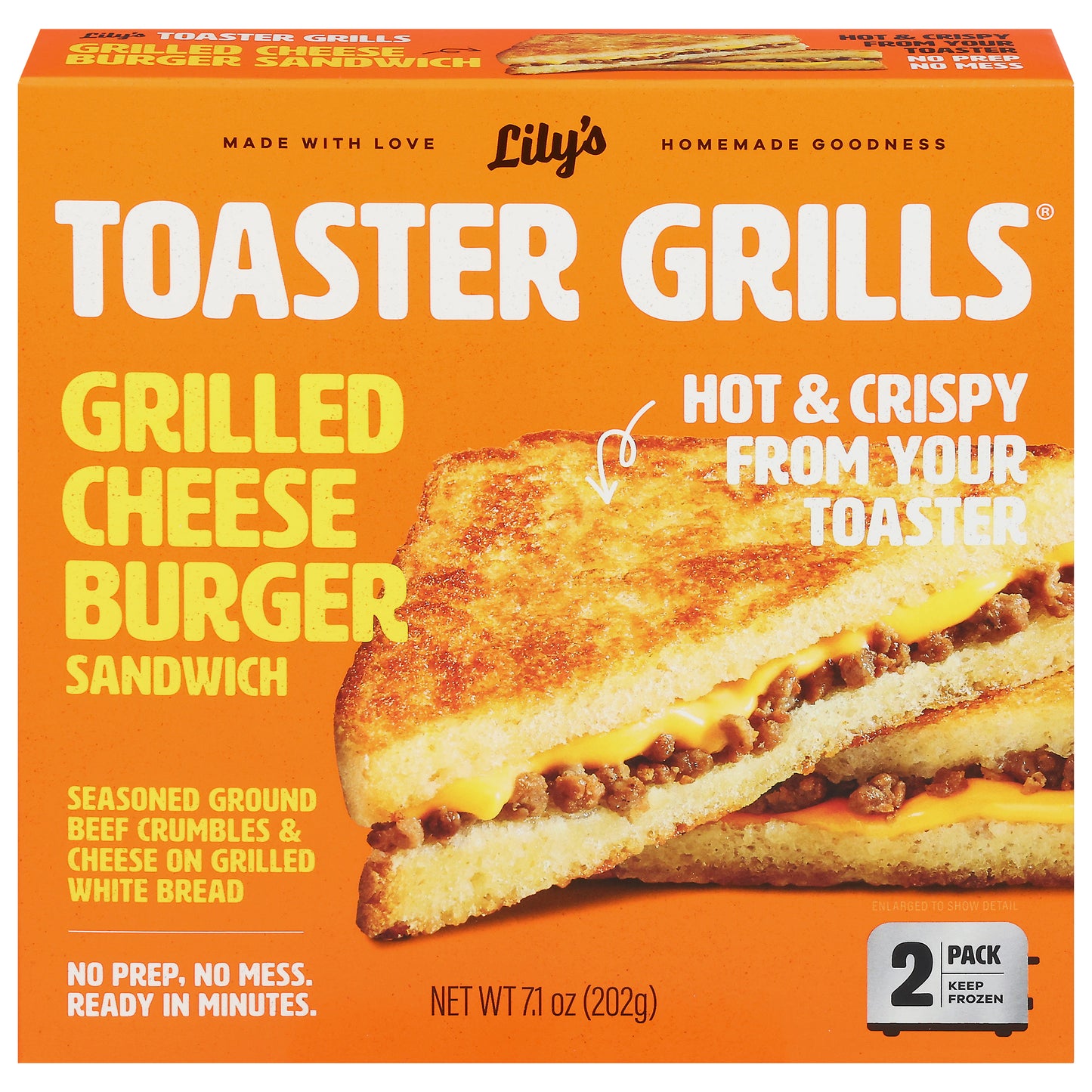 Lily's Toaster Grills Grilled Cheese Burger Sandwich 2 ea