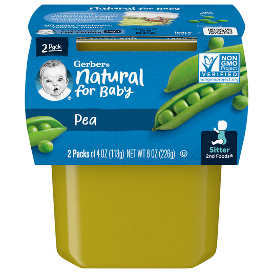Gerber 2nd Foods Natural for Baby Pea Baby Food, 2-4 oz. Tubs