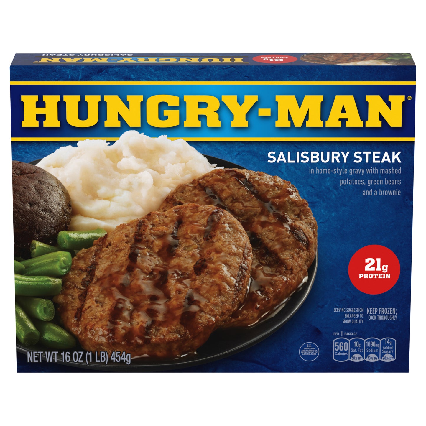 Hungry Man Salisbury Steak Frozen Dinner, 16 oz.