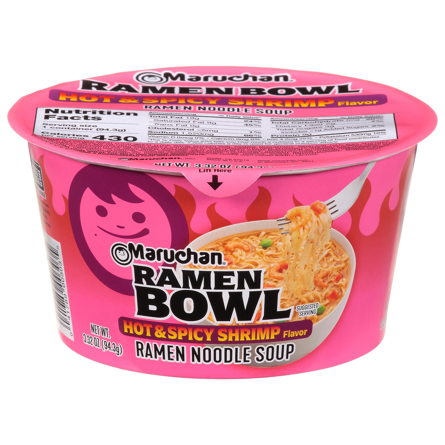 Maruchan Hot & Spicy Shrimp Flavor Ramen Bowl 3.32 oz Cup