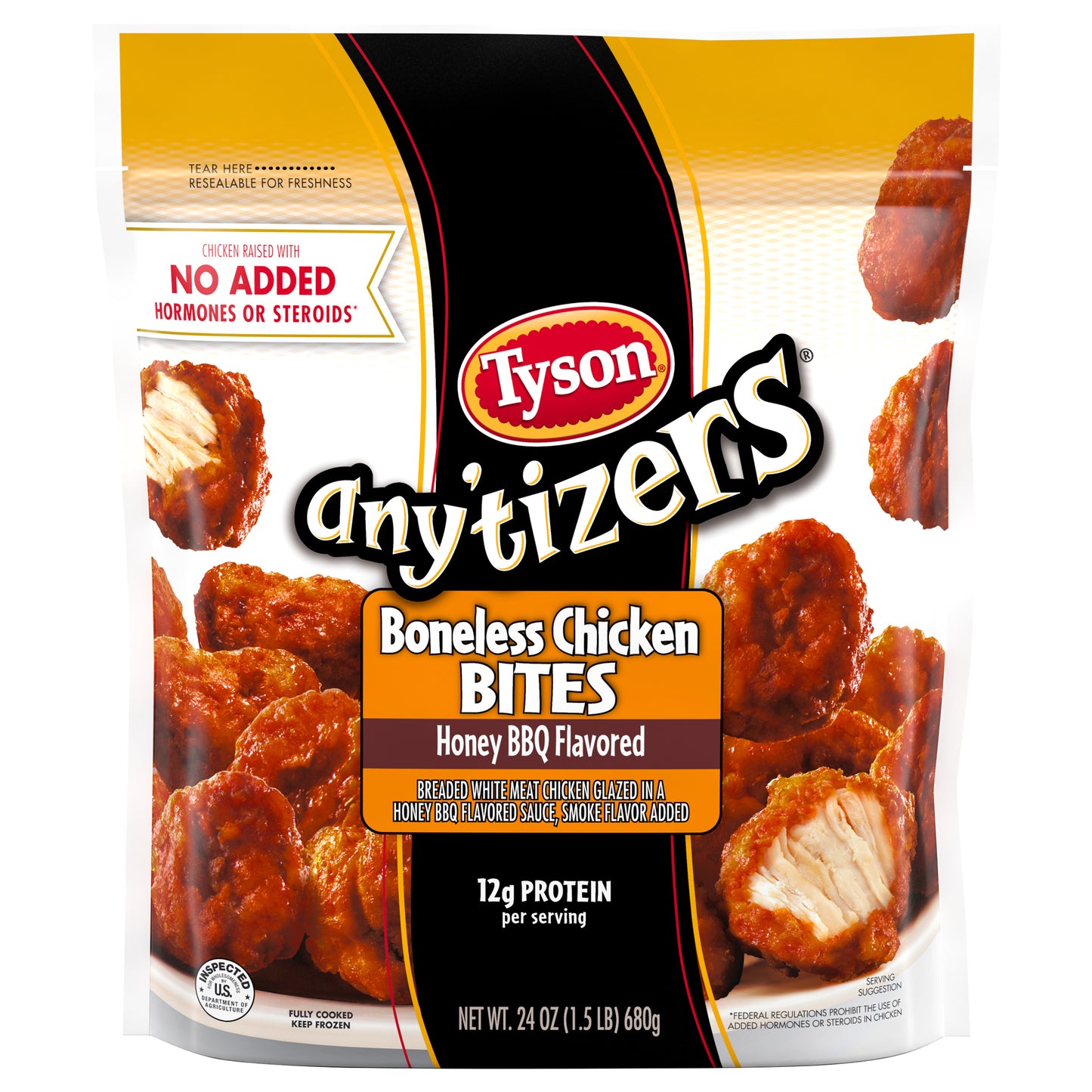 Tyson Any'tizers Honey BBQ Boneless Chicken Bites, 24 oz (Frozen)