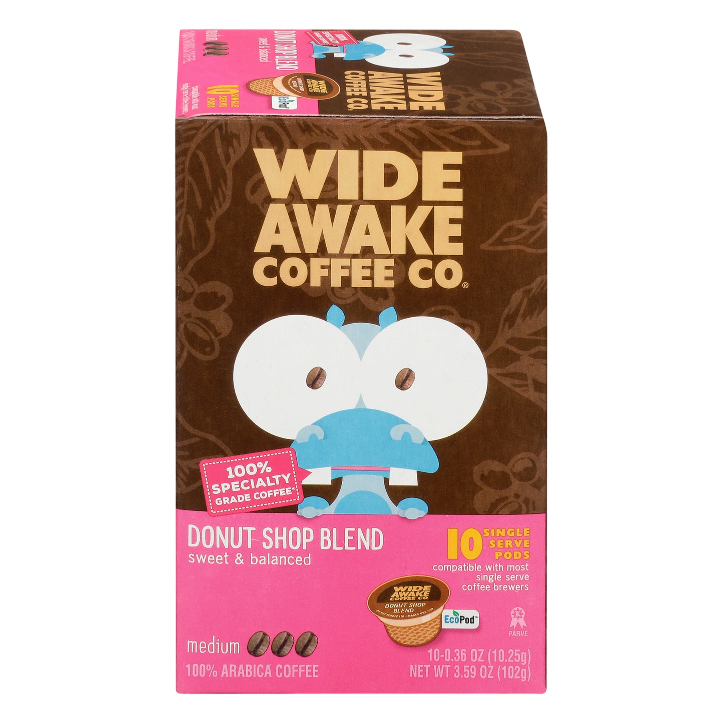 Wide Awake Coffee Co. Single Serve Pods Medium Donut Shop Blend Coffee 10 ea