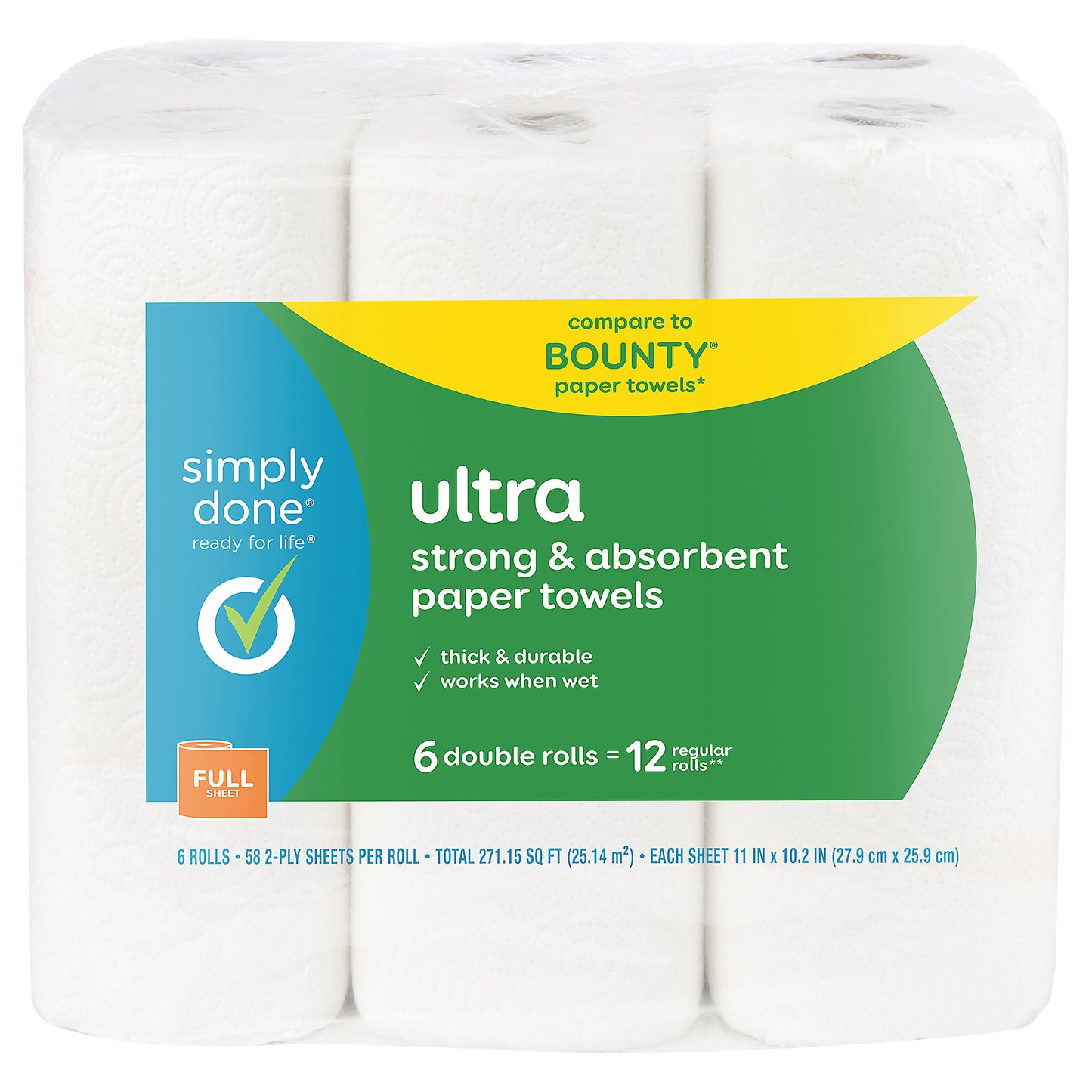 Simply Done Ultra Full Sheet 2 Ply Paper Towels Double Rolls 6 ea