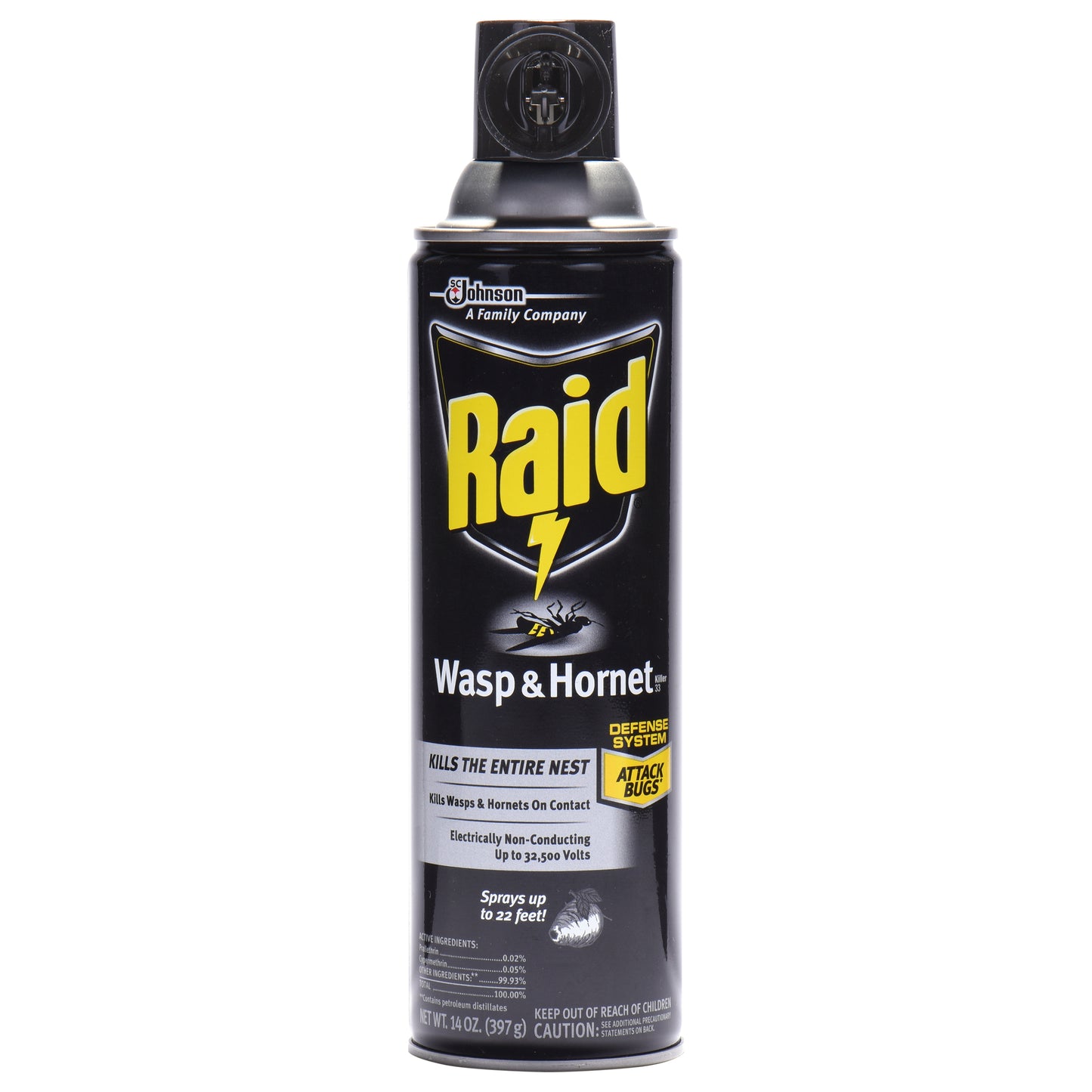 Raid Wasp & Hornet Insect Killer 33, Insect Spray for Stinging Bugs & Their Nests, 14 oz