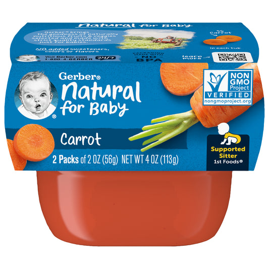 Gerber 1st Foods Natural for Baby Carrot Baby Food, 2-2 oz. Tubs