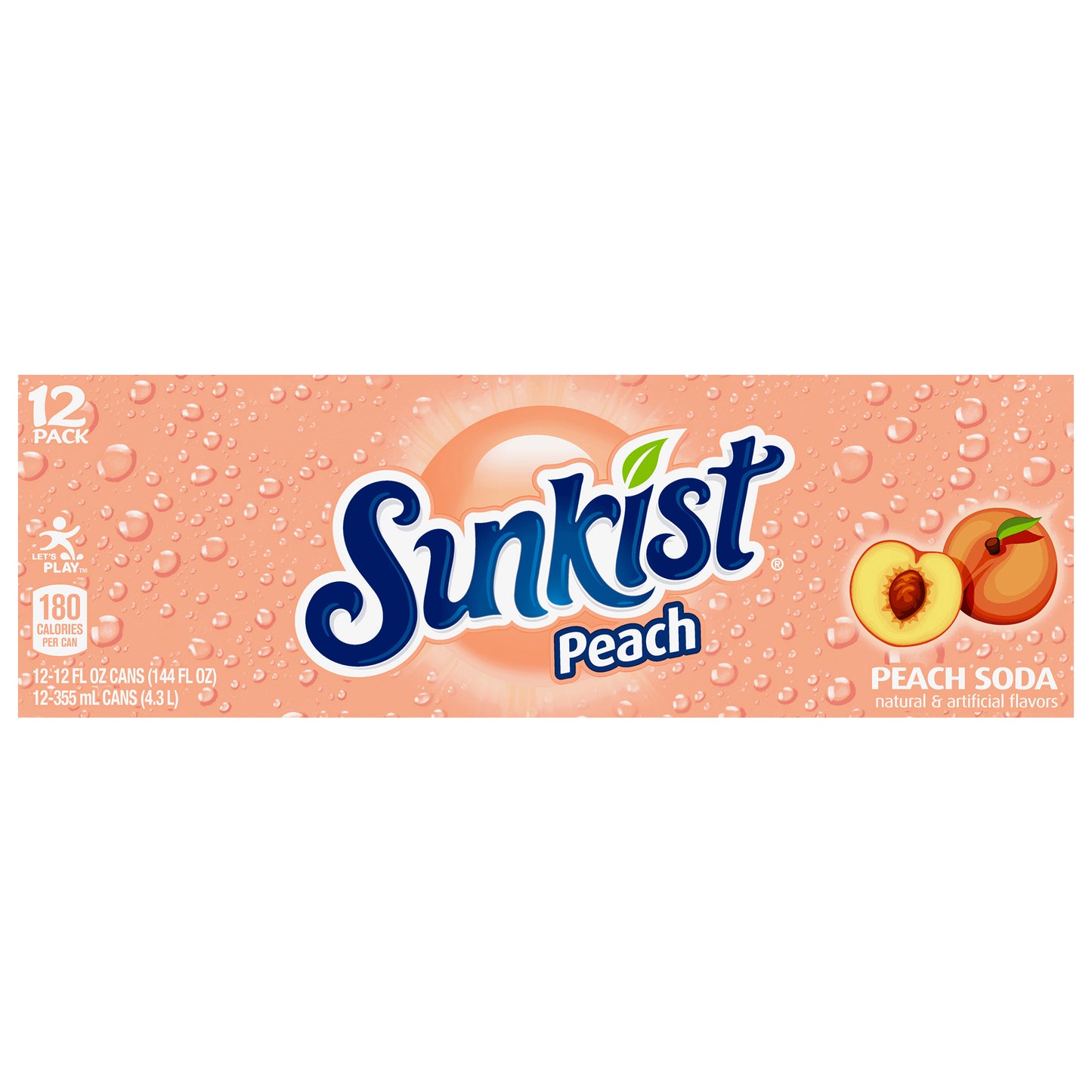 Sunkist Peach Soda, 12 fl oz cans, 12 pack