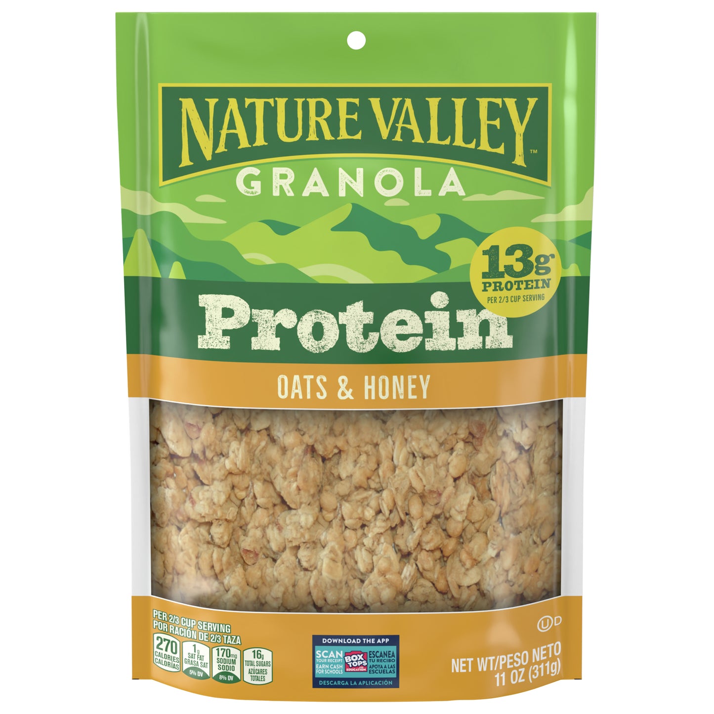 Nature Valley Protein Granola, Oats and Honey, Resealable Bag, 11 OZ