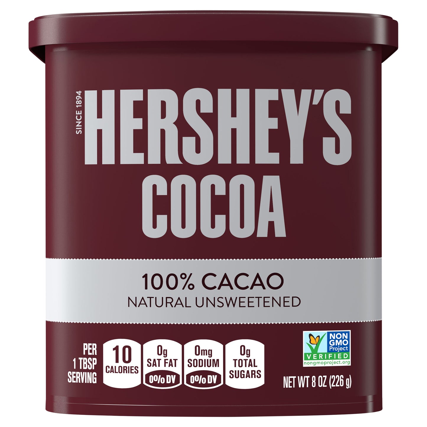 HERSHEY'S Natural Unsweetened Cocoa, Gluten Free, No Preservatives, 8 oz, Can
