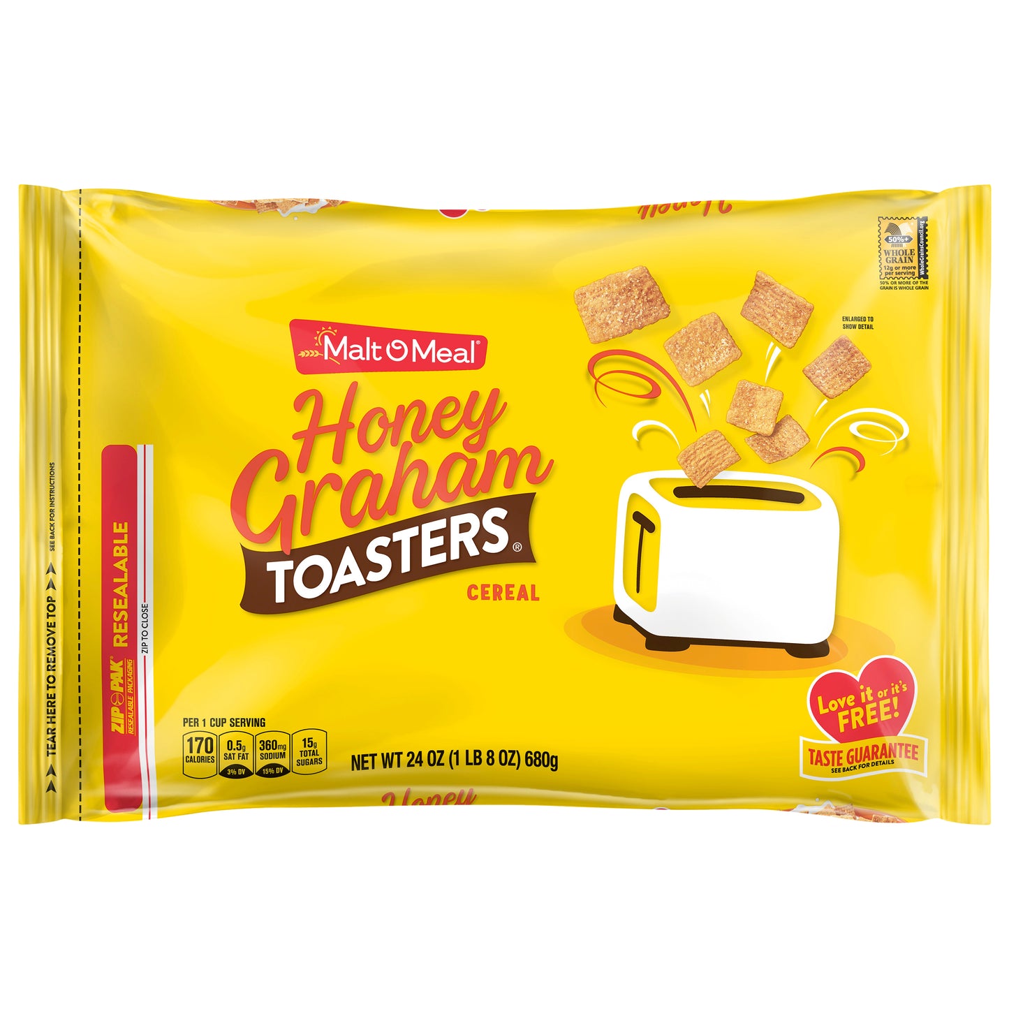 Malt O Meal Toasters Honey Graham Cereal Family Size 24 oz