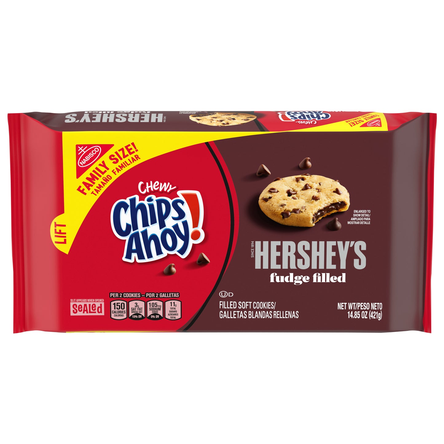 CHIPS AHOY! Chewy Hershey's Fudge Filled Soft Cookies, Family Size, 14.85 oz