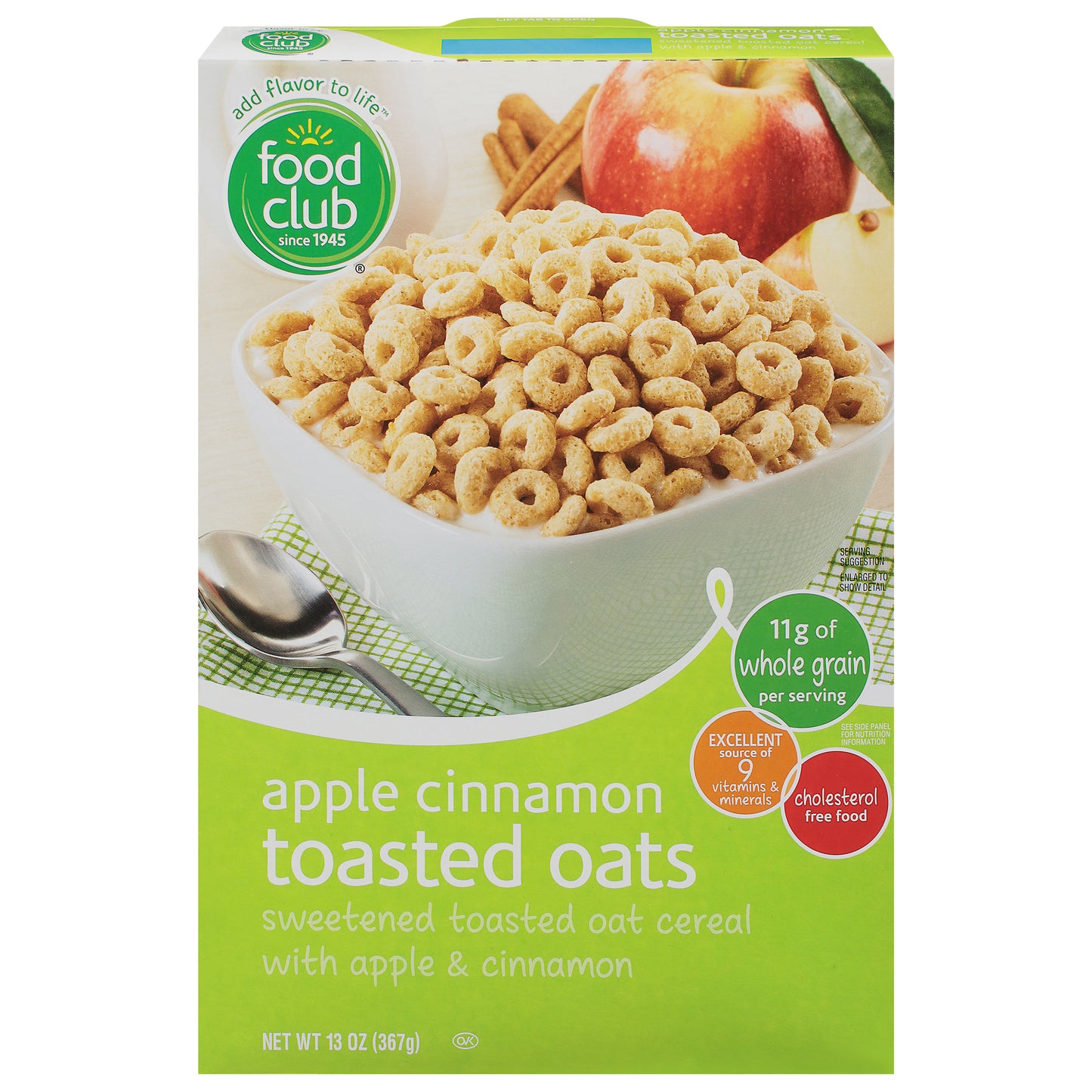 Food Club Toasted Oats Apple Cinnamon Cereal 13 oz