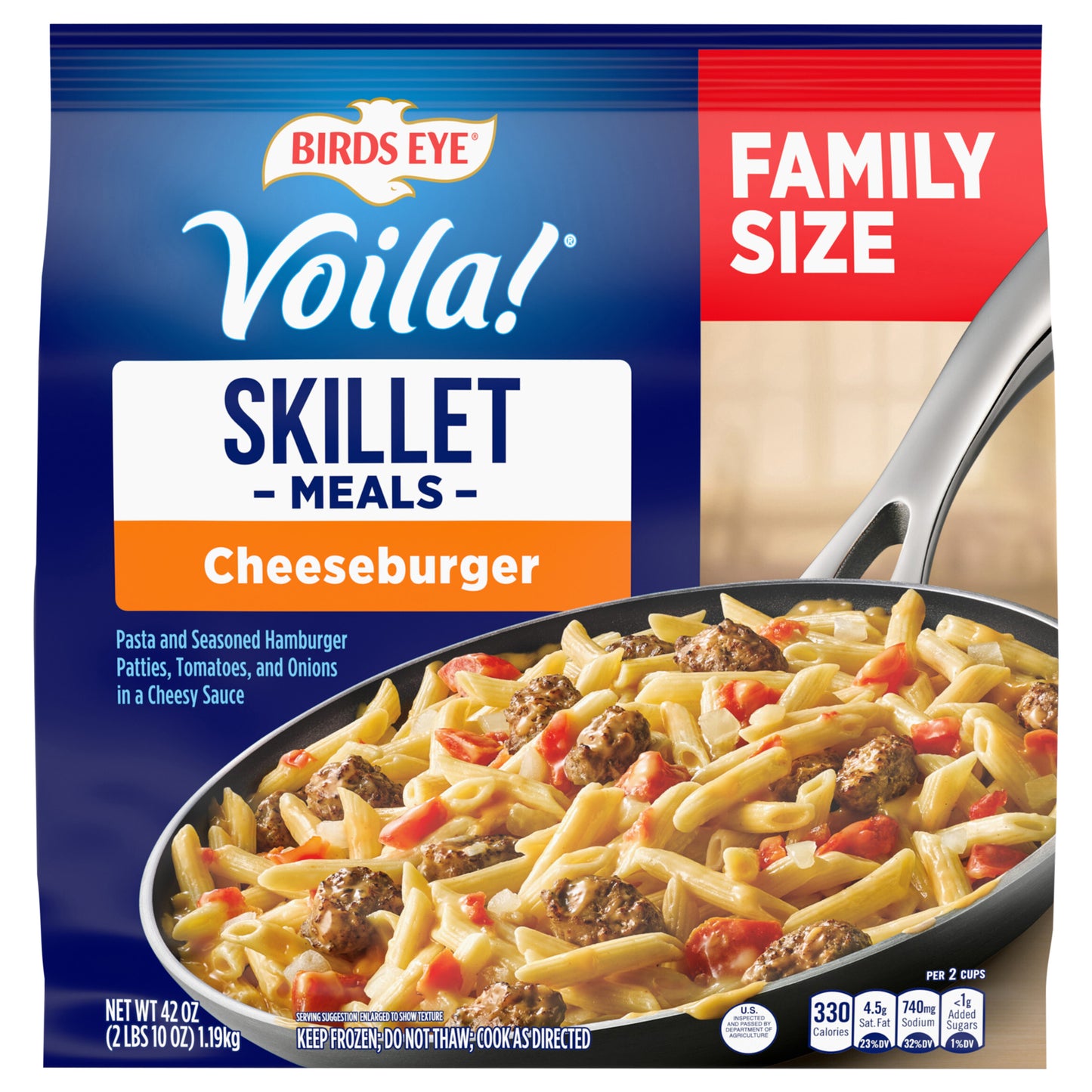 Birds Eye Voila! Cheeseburger Skillet Frozen Meal, 42 oz. Family Size Bag