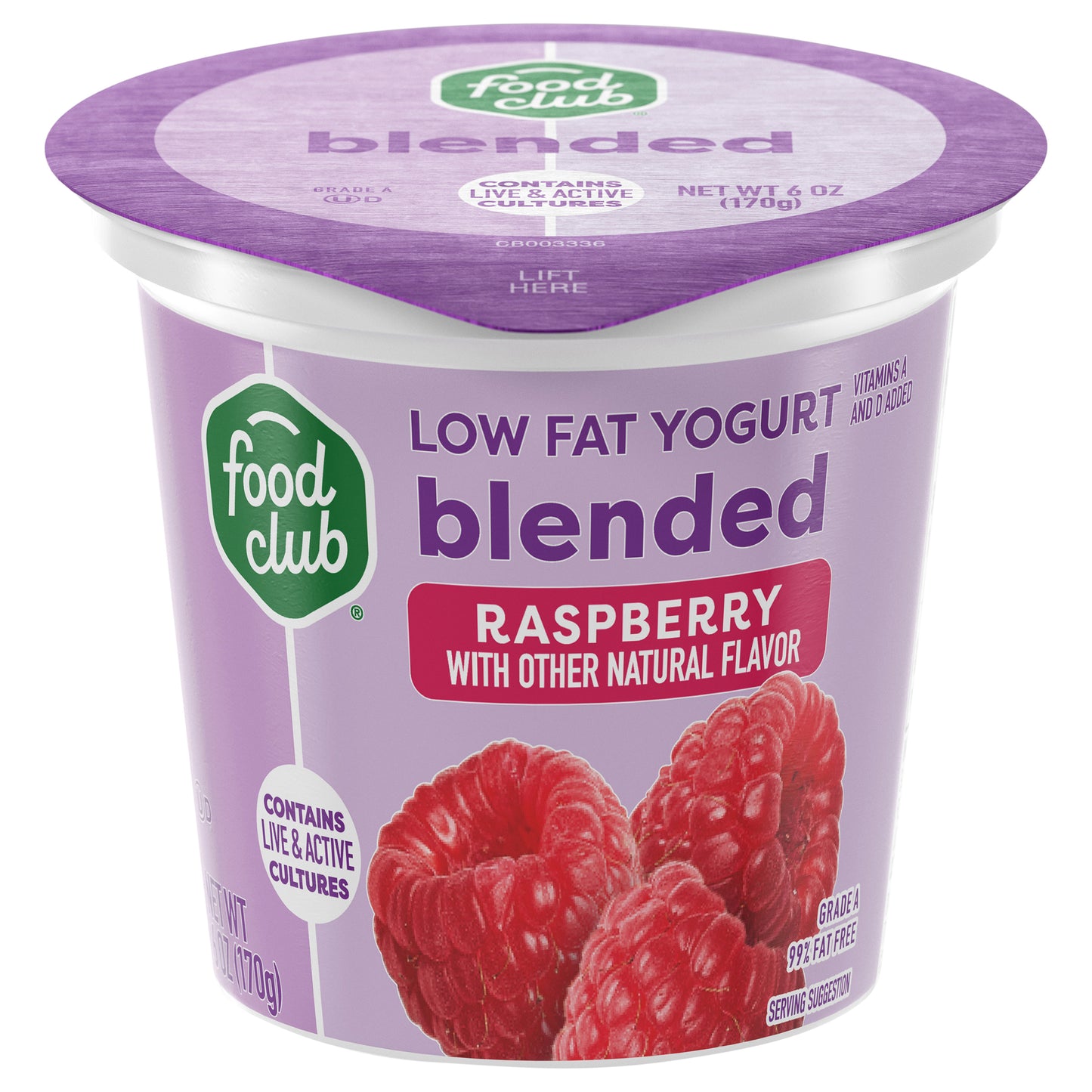 Food Club Blended Low Fat Raspberry Yogurt 6 oz