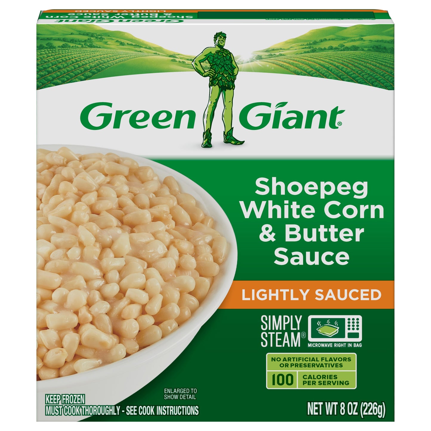 Green Giant Simply Steam Shoepeg White Corn & Butter Sauce, Lightly Sauced Frozen Vegetables, 8 OZ
