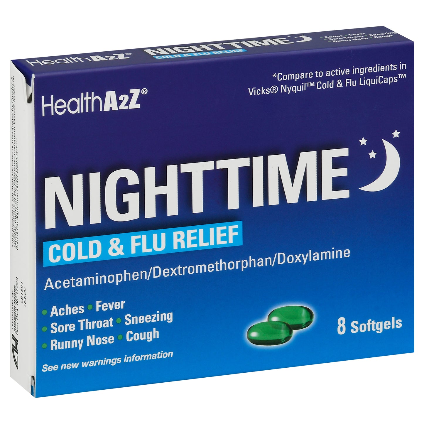 HealthA2Z Softgels Nighttime Cold & Flu Relief 8 Softgels 8 ea