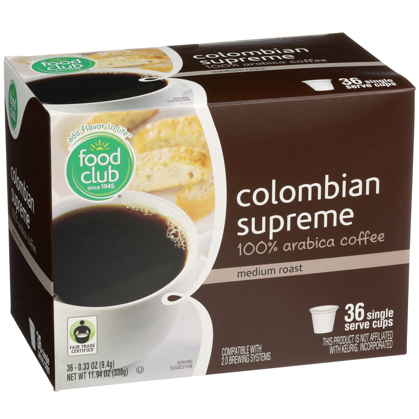 Medium Roast Colombian Supreme 100% Arabica Coffee Single Serve Cups
