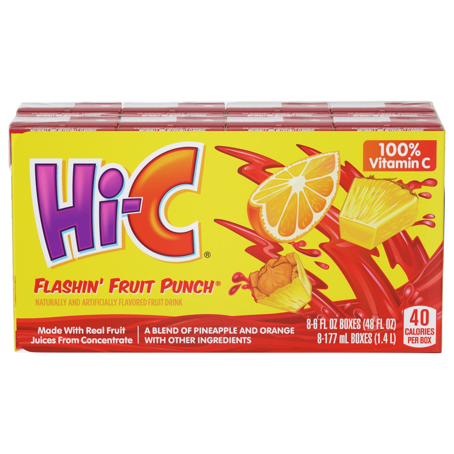 Hi-C Flashin Fruit Punch Cartons, 6 fl oz, 8 Pack