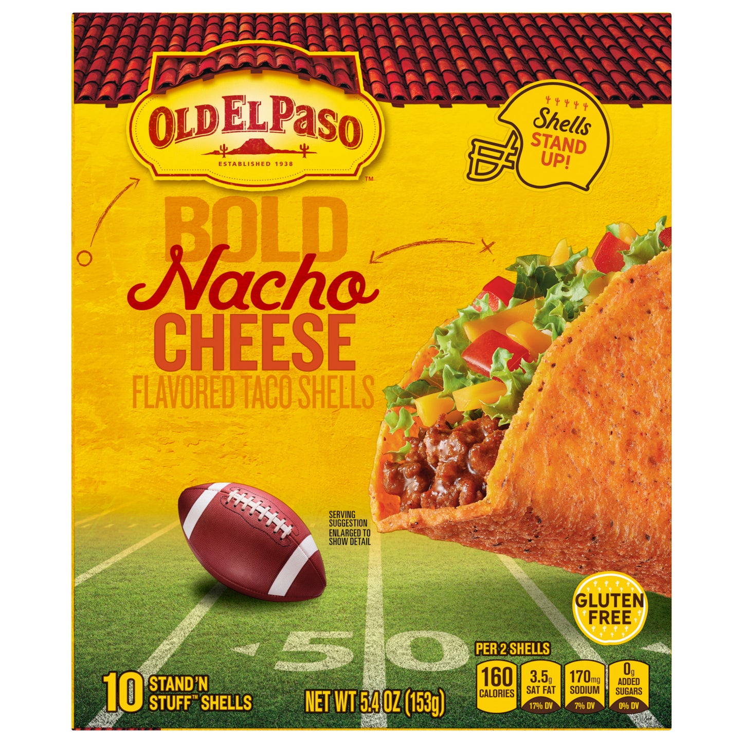 Old El Paso Stand 'N Stuff Bold Nacho Cheese Flavored Taco Shells, 10-count