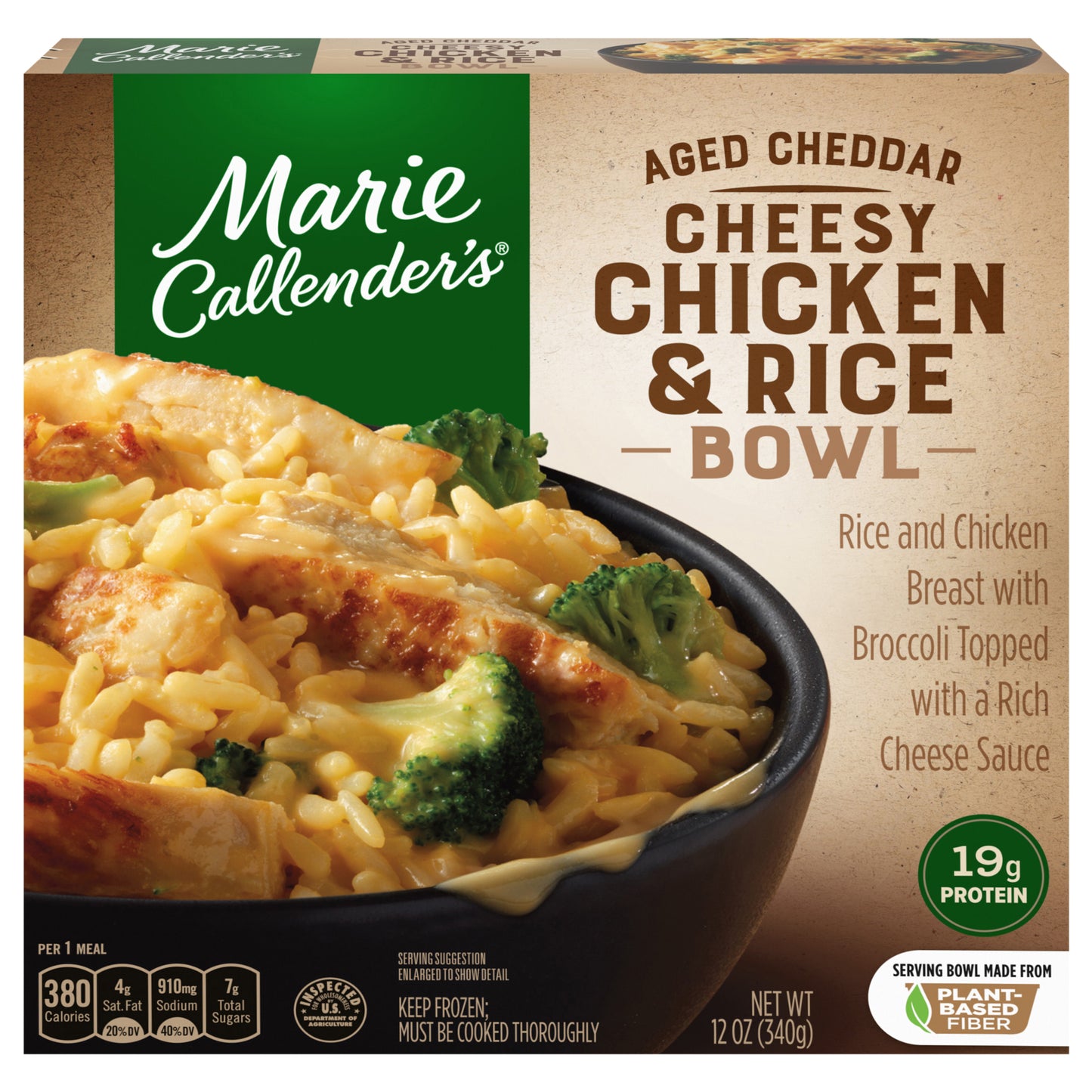 Marie Callender's Aged Cheddar Cheesy Chicken and Rice Bowl, Frozen Meal, 12 oz.