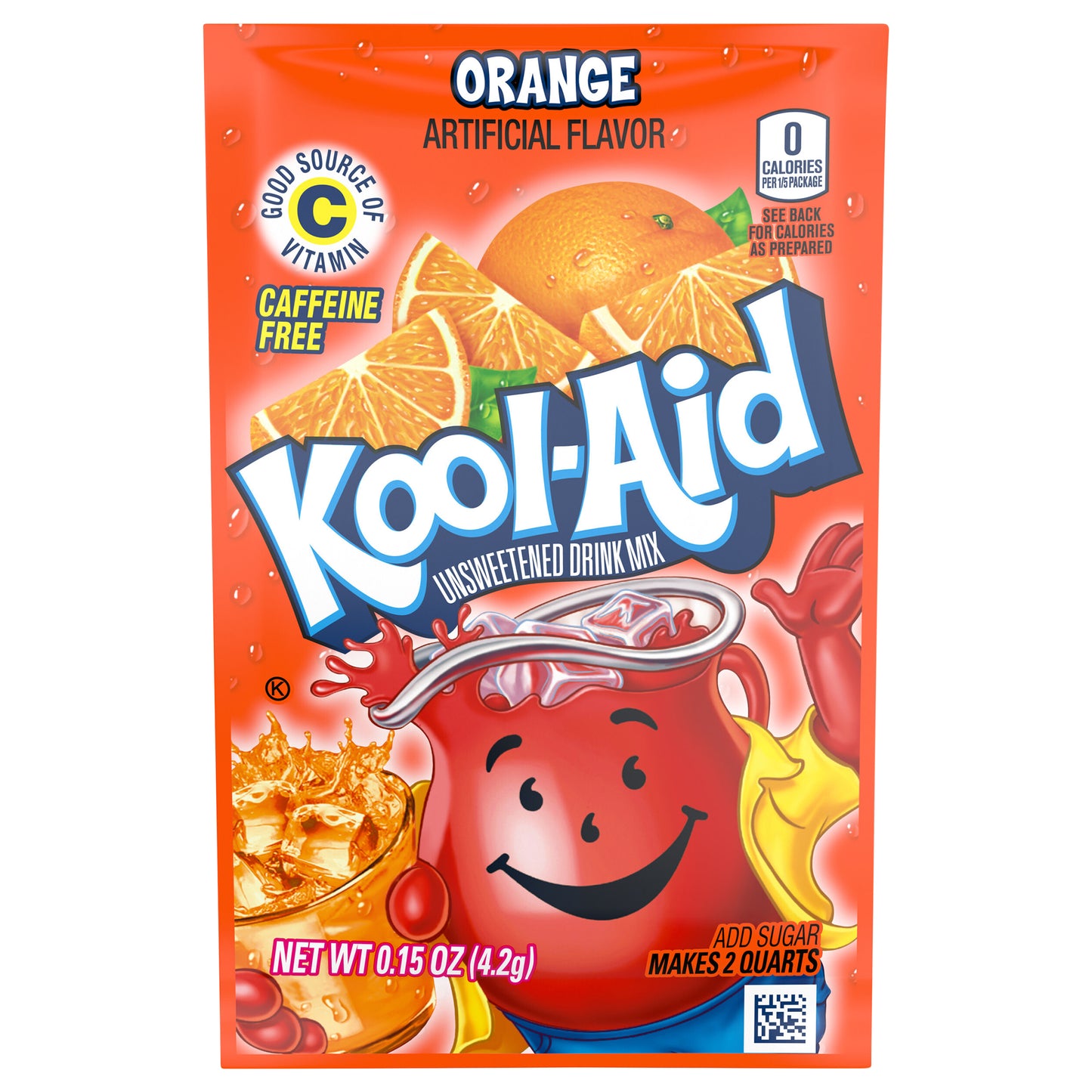 Kool-Aid Unsweetened Orange Artificially Flavored Powdered Soft Drink Mix, 0.15 oz Packet