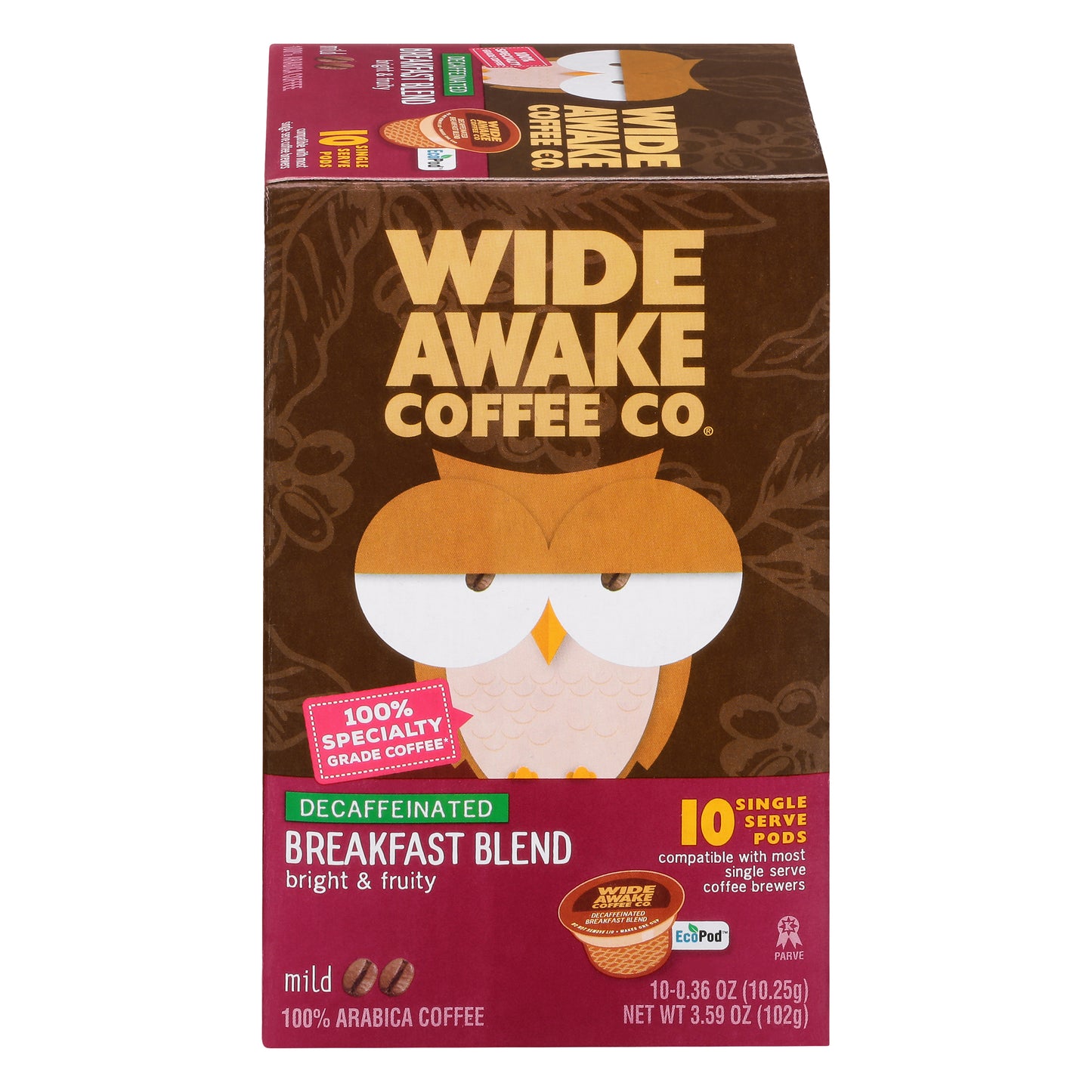 Wide Awake Coffee Co. Single Serve Pods Decaffeinated Mild Breakfast Blend Coffee 10 ea