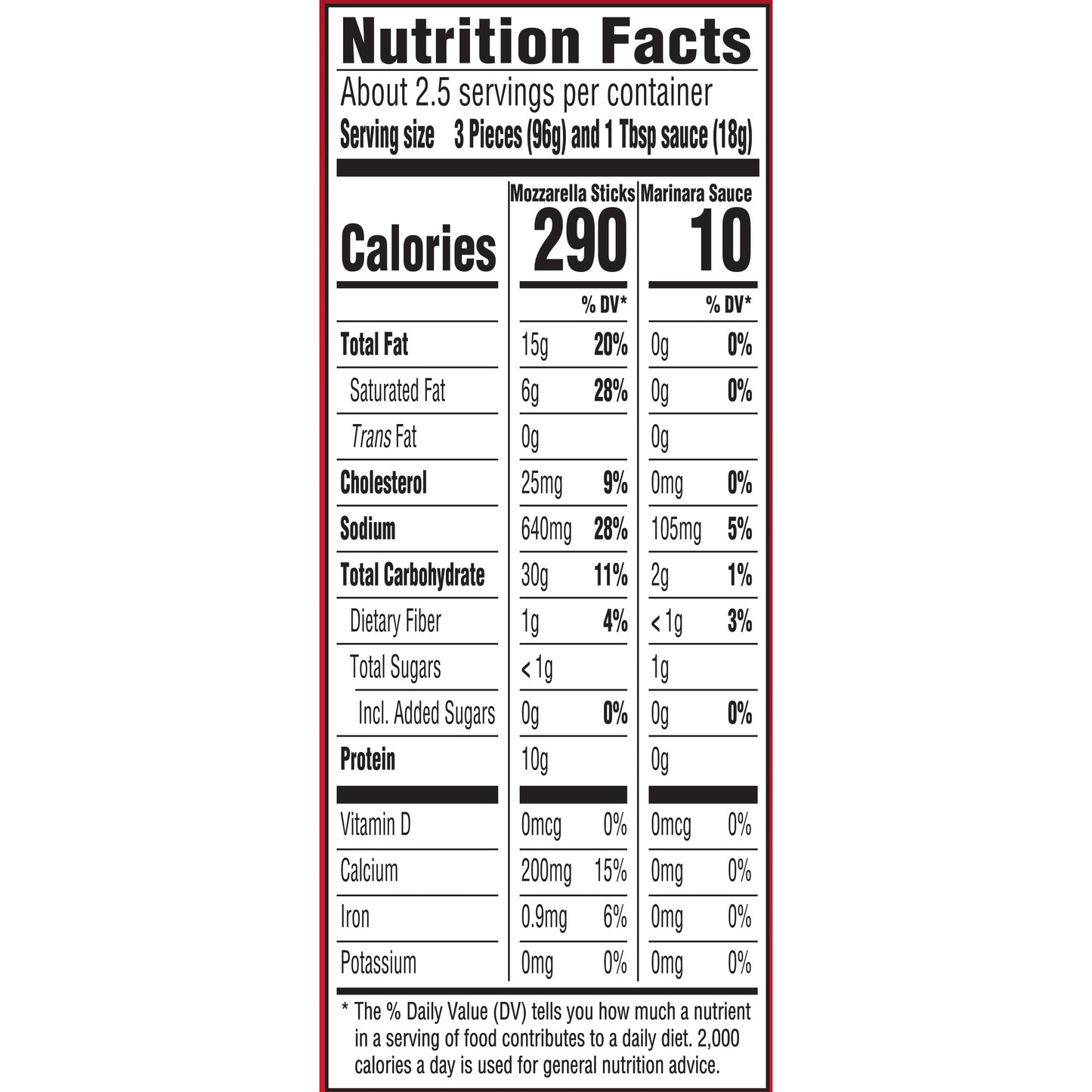 TGI Fridays® Mozzarella Sticks with Marinara Sauce 11 oz. Box