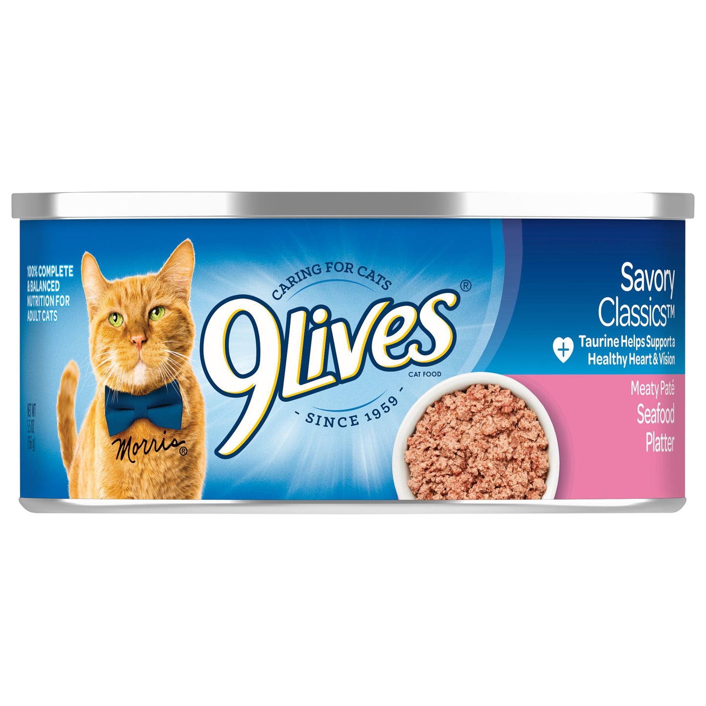 9Lives Meaty Paté Seafood Platter Wet Cat Food, 5.5-Ounce Can