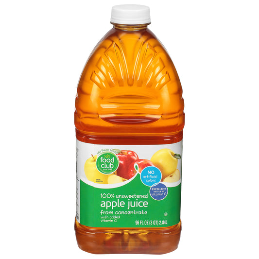 Food Club 100% Unsweetened Apple Juice from Concentrate 96 fl oz