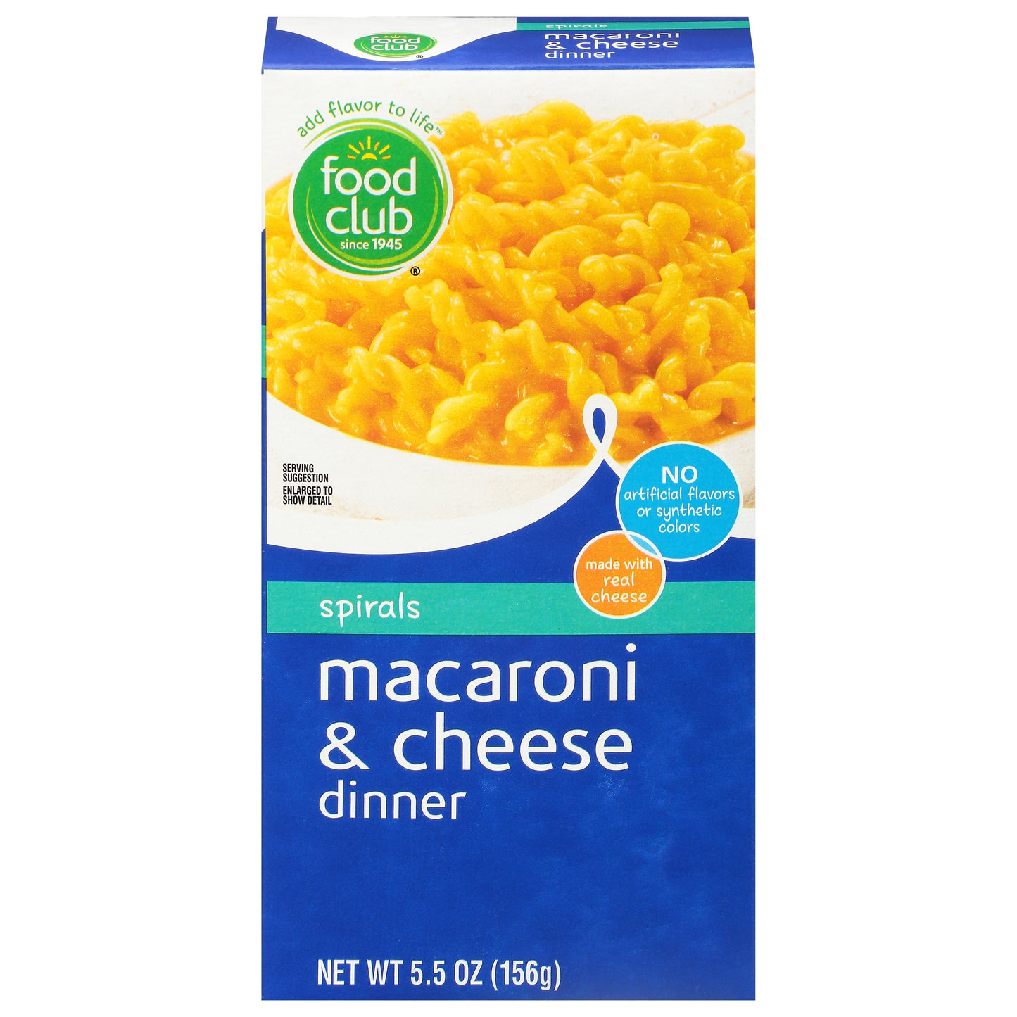 Food Club Spirals Macaroni & Cheese Dinner 5.5 oz